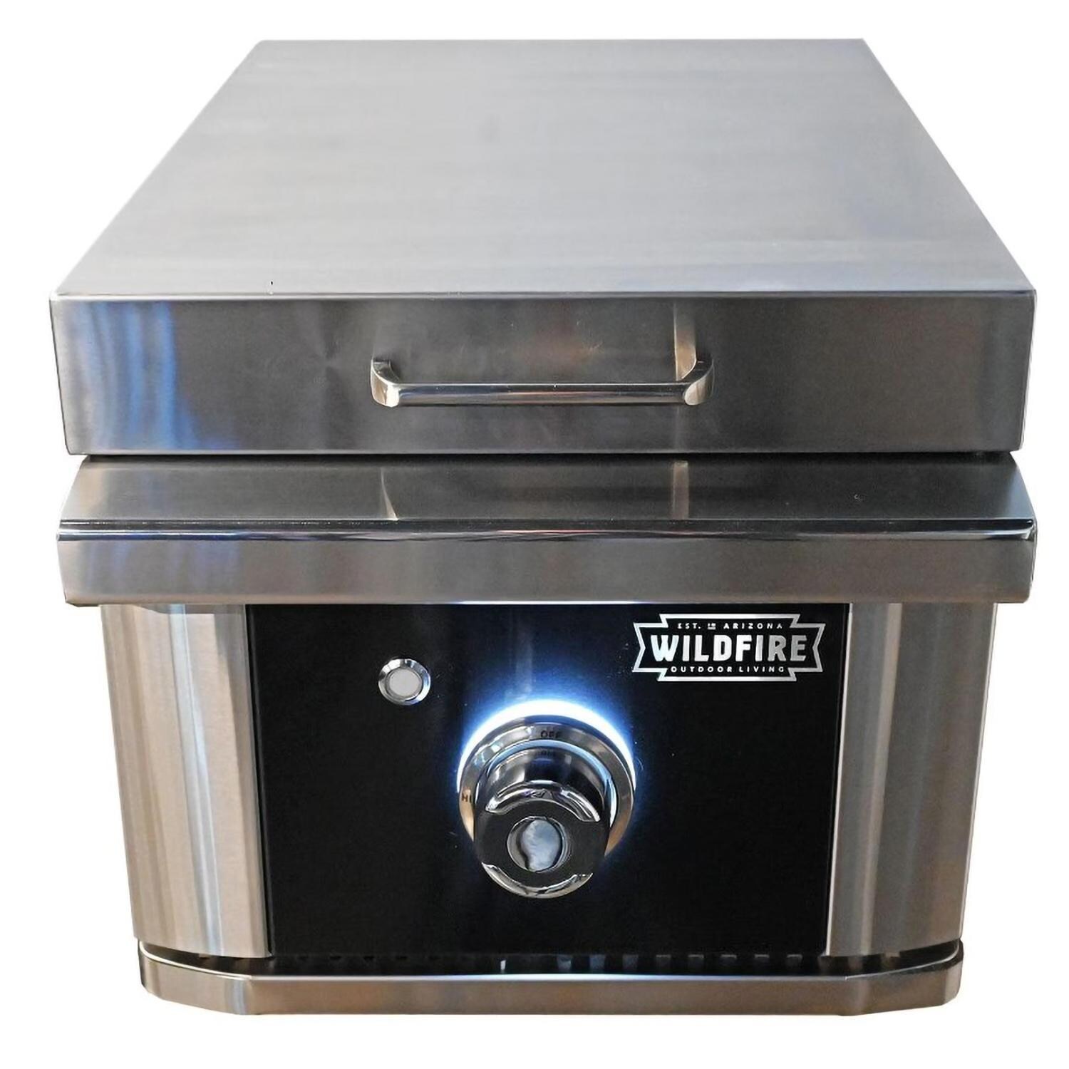 Wildfire WF-PRO30G-RH-LP 30 Inch Grill Outdoor Kitchen Package w/15 Inch Side Griddle - Side Griddle - White Background thumbnail