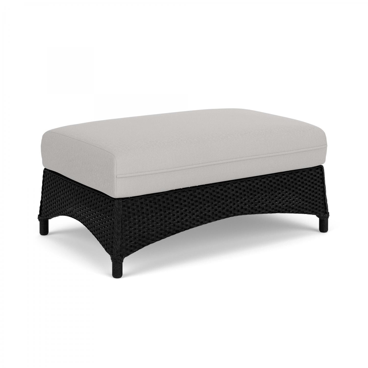 Lloyd Flanders Mandalay Large Ottoman in Ebony Finish with Tundra Dove fabric - Angled thumbnail