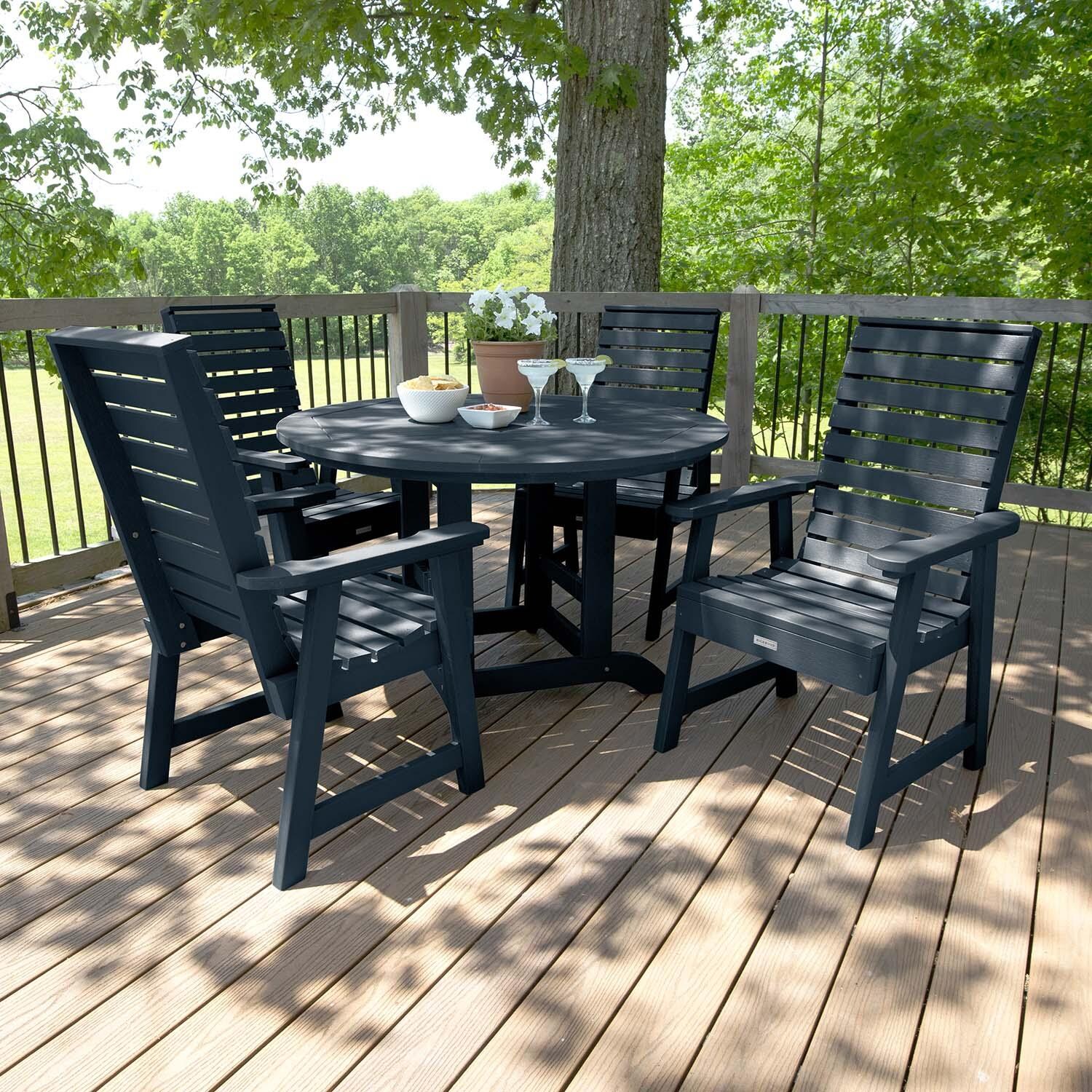 Elm Pointe 5 Pc Recycled Plastic Dining Set in Federal Blue by Lakeview Outdoor Designs - Lifestyle thumbnail