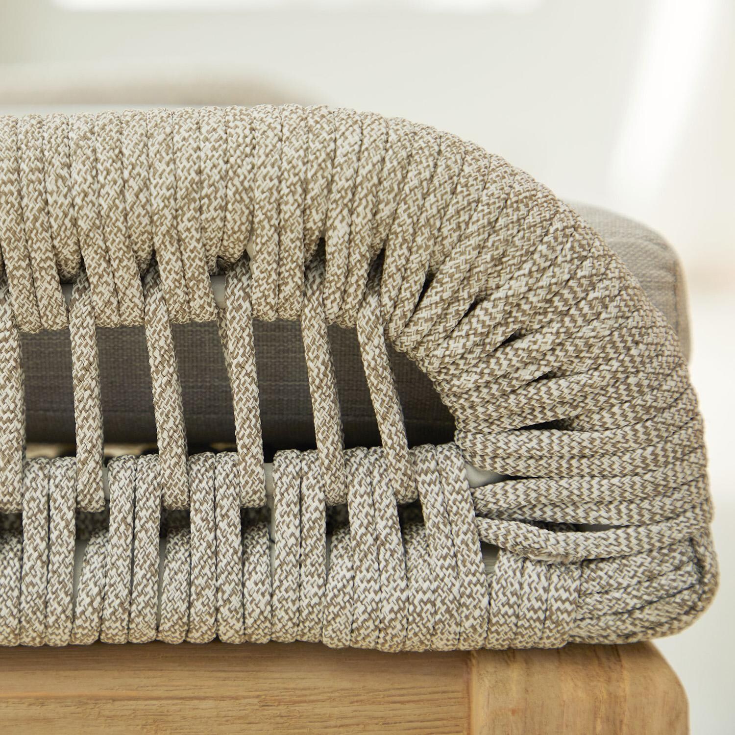 Lakeview Peninsula Way Woven Rope Counter Bar Stool in Taupe & White  - Side Seat Detail thumbnail