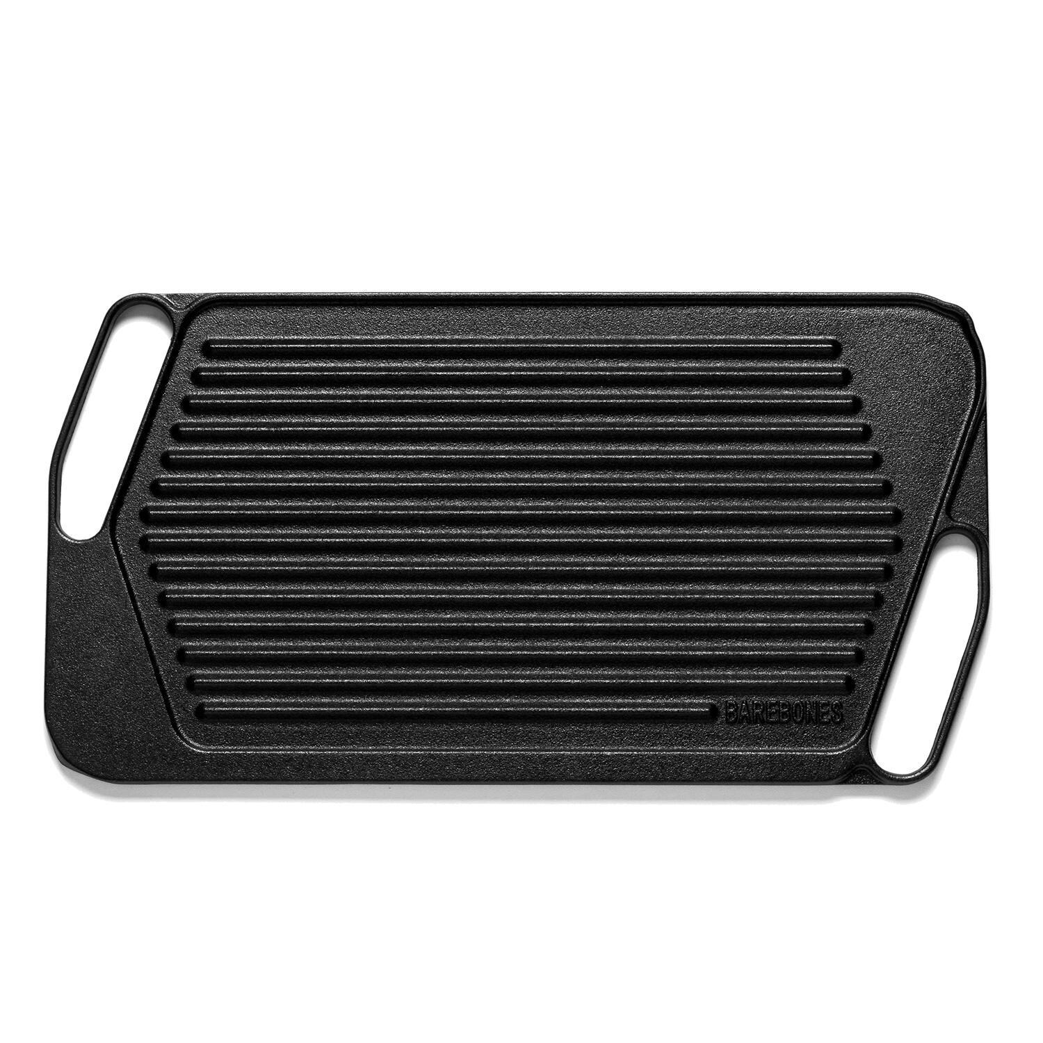 Barebones Living CKW-313 Reversible Cast Iron Griddle - Grill Side - White Background thumbnail