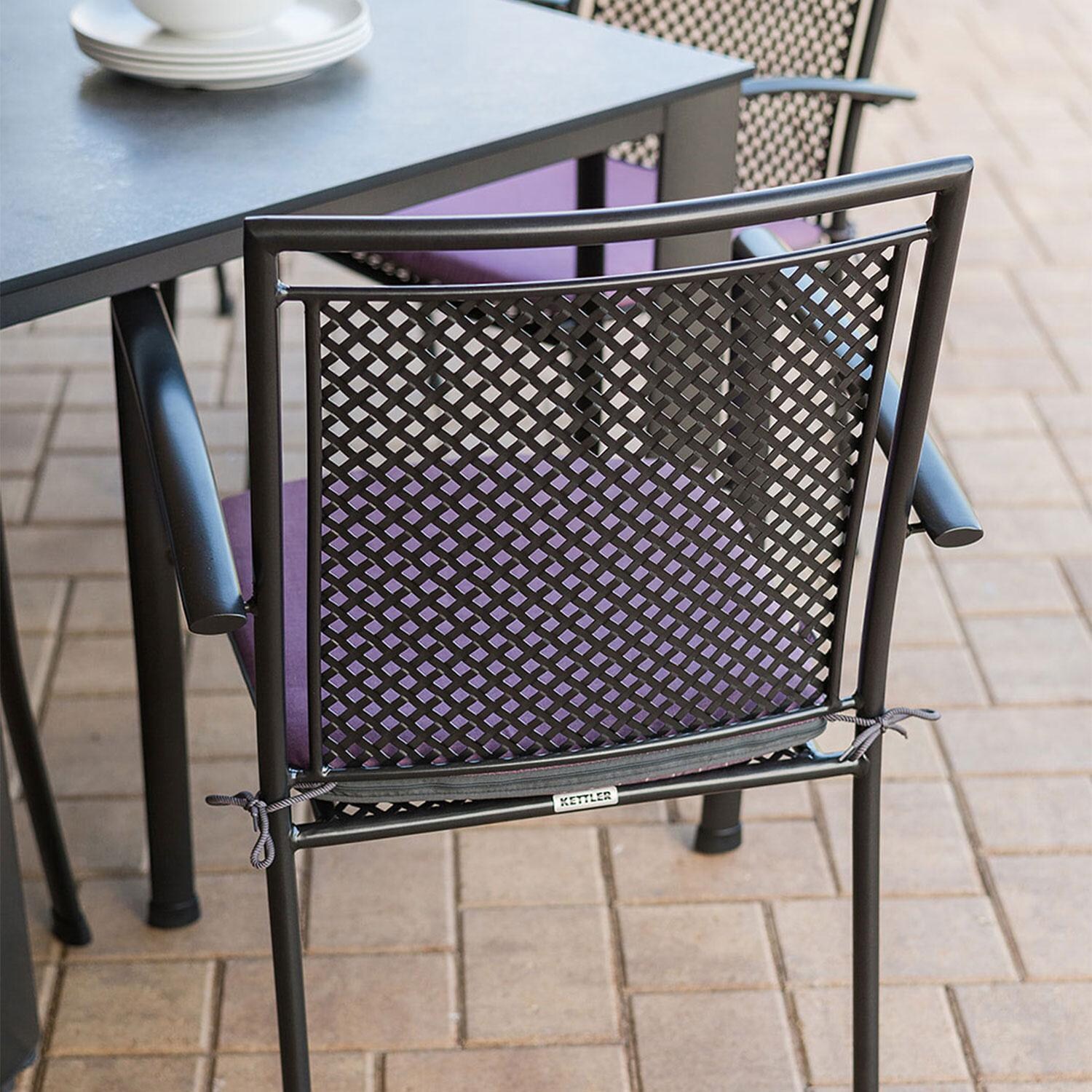 Reno 7 Pc Aluminum Dining Set By KETTLER - Dining Chair - Rear View - Close Up - Detail thumbnail