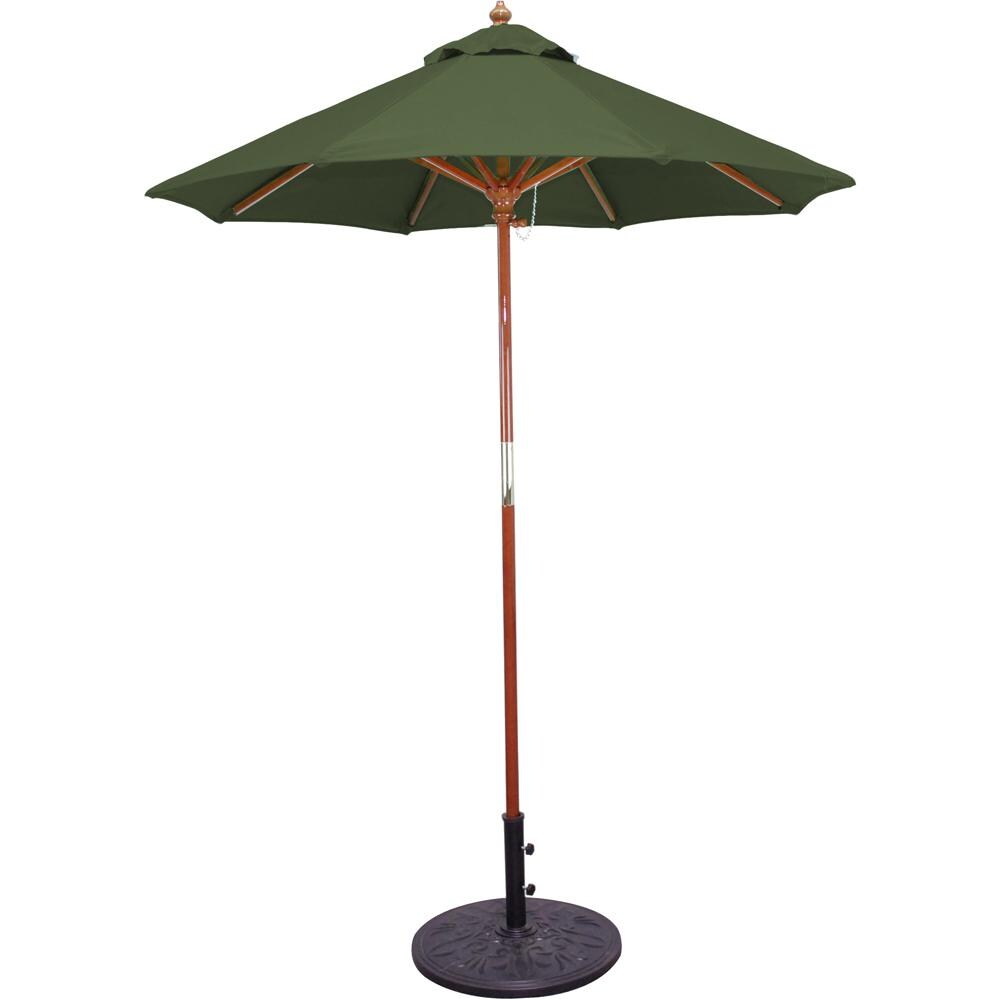 Galtech 6 Ft. Octagonal Hardwood Patio Market Umbrella W/ Push Lift - Dark Wood W/ Sunbrella Canvas Forest Green Canopy