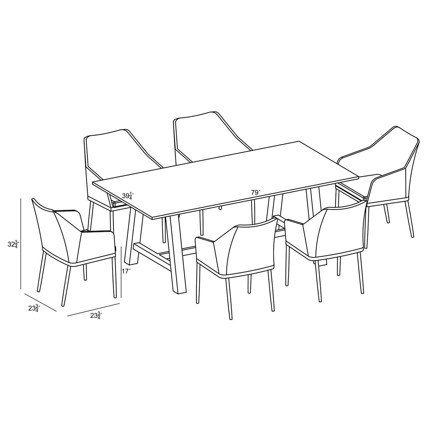 Starlook Bay 7 Pc Aluminum Dining Set in Slate by Lakeview - Dimensional thumbnail