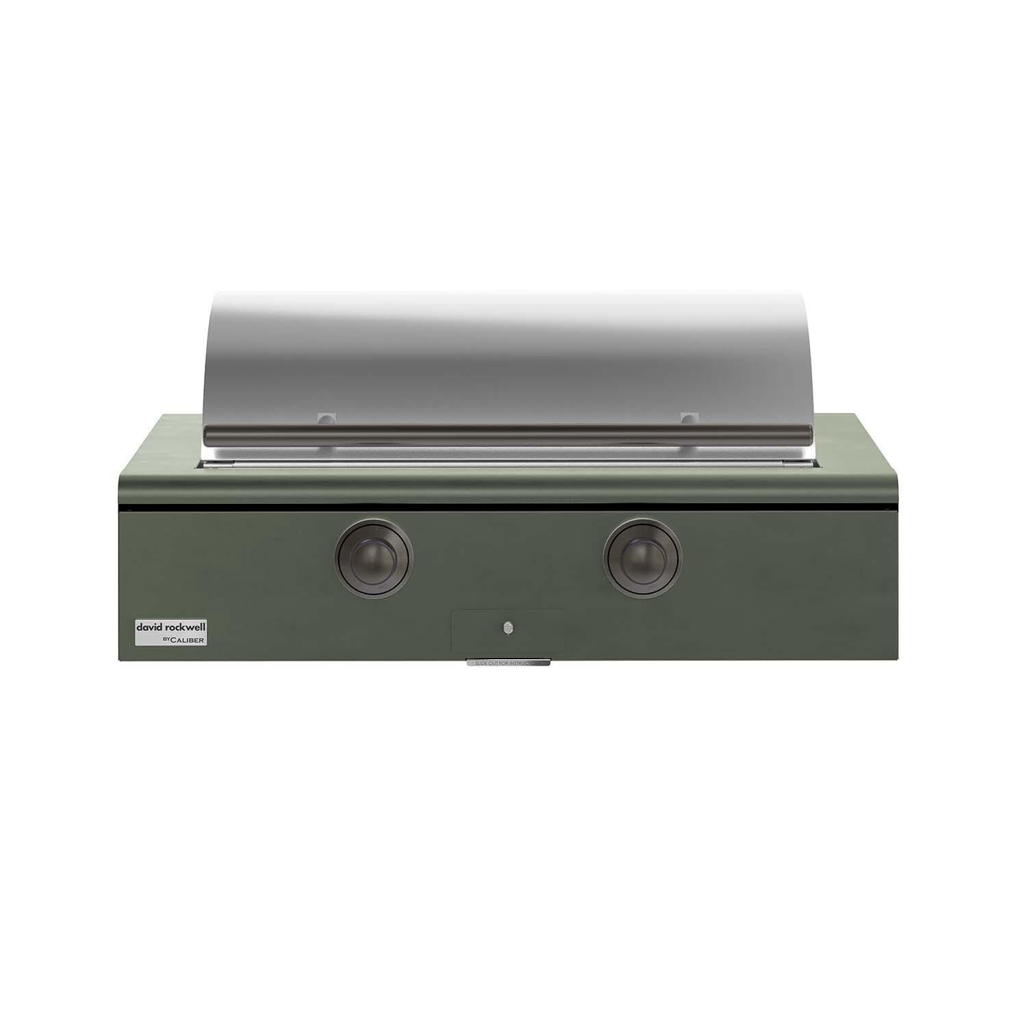 Caliber CRG-42BL00-A-238-H05 42-in Propane Built-In Rockwell Grill - Olive w/ Pewter Hardware - Closed Lid - White Background thumbnail