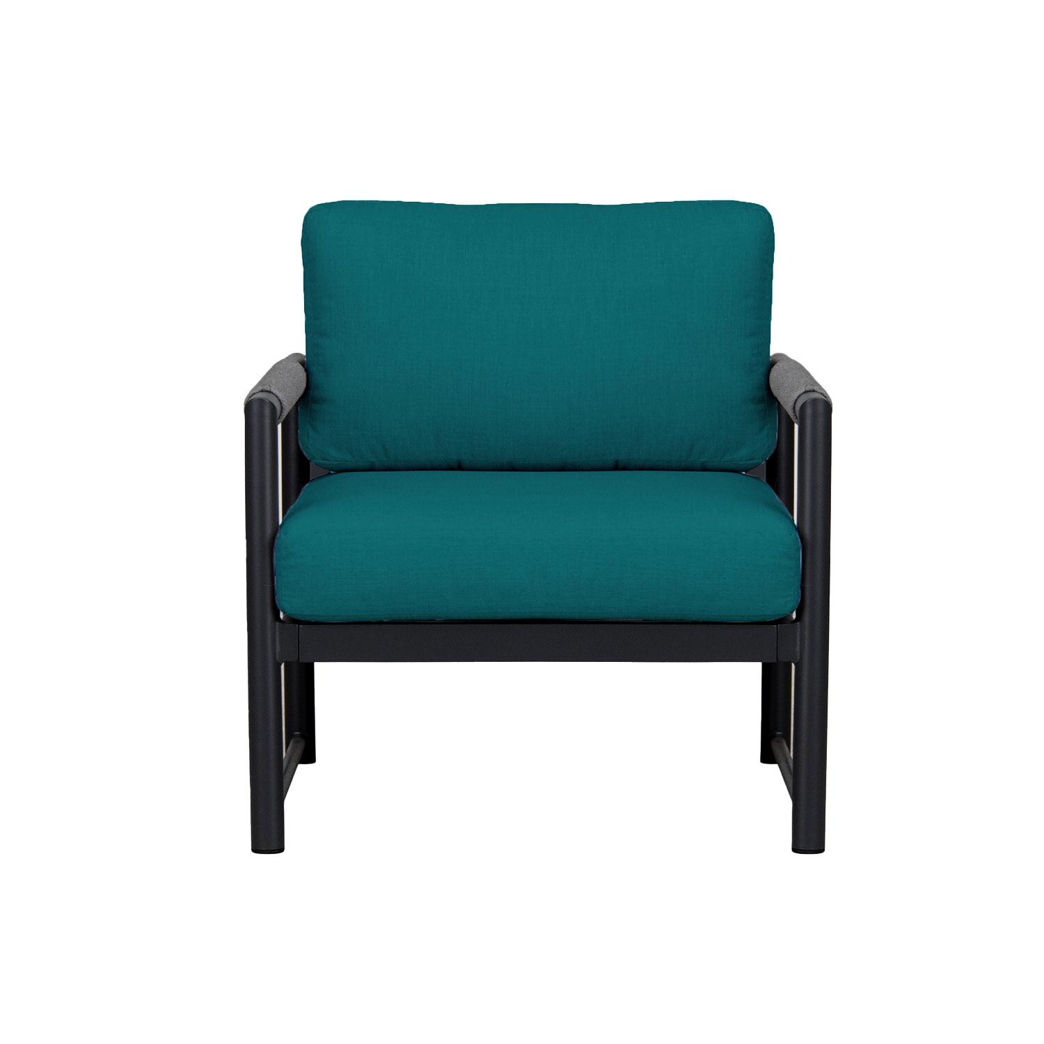 Avenue Bay Aluminum Club Chair in Black/Spectrum Peacock by Lakeview Outdoor Designs