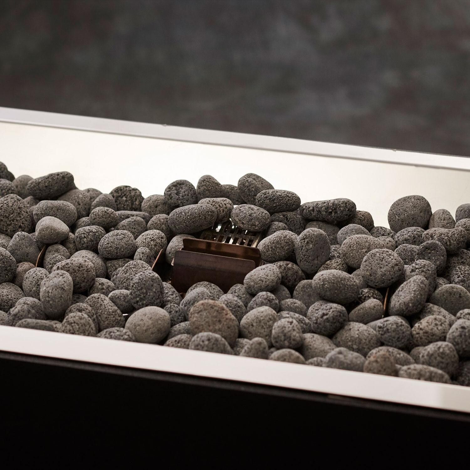 The Outdoor GreatRoom Company CFP1242DSILP-B Crystal Fire Plus 42-in Linear Electronic Ignition Propane Gas Fire Pit Burner Kit - Inserted in Fire Pit - Off - Detail thumbnail