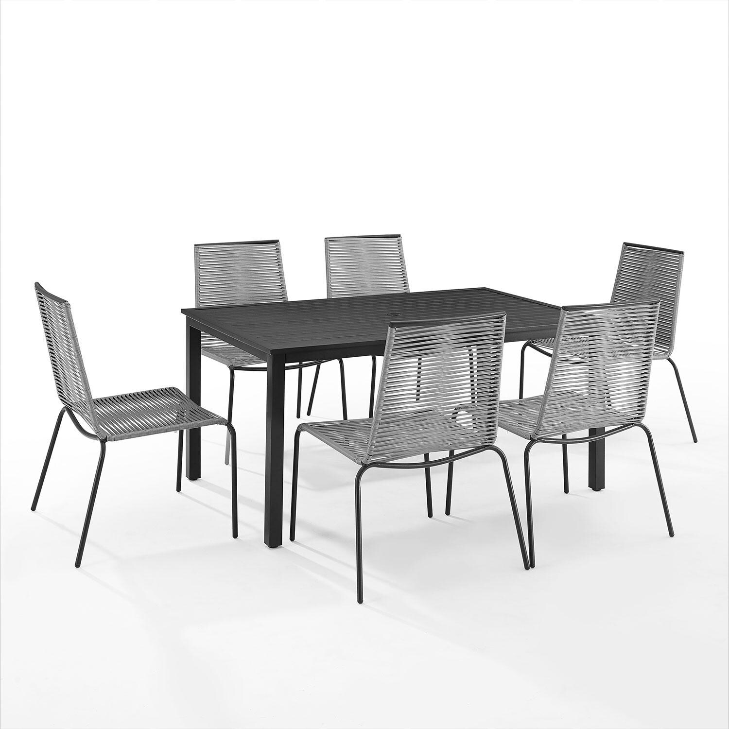 Ultimate Patio UP-92516MB-GY 7Pc Wicker Outdoor Dining Set in Gray - Display - White Background thumbnail
