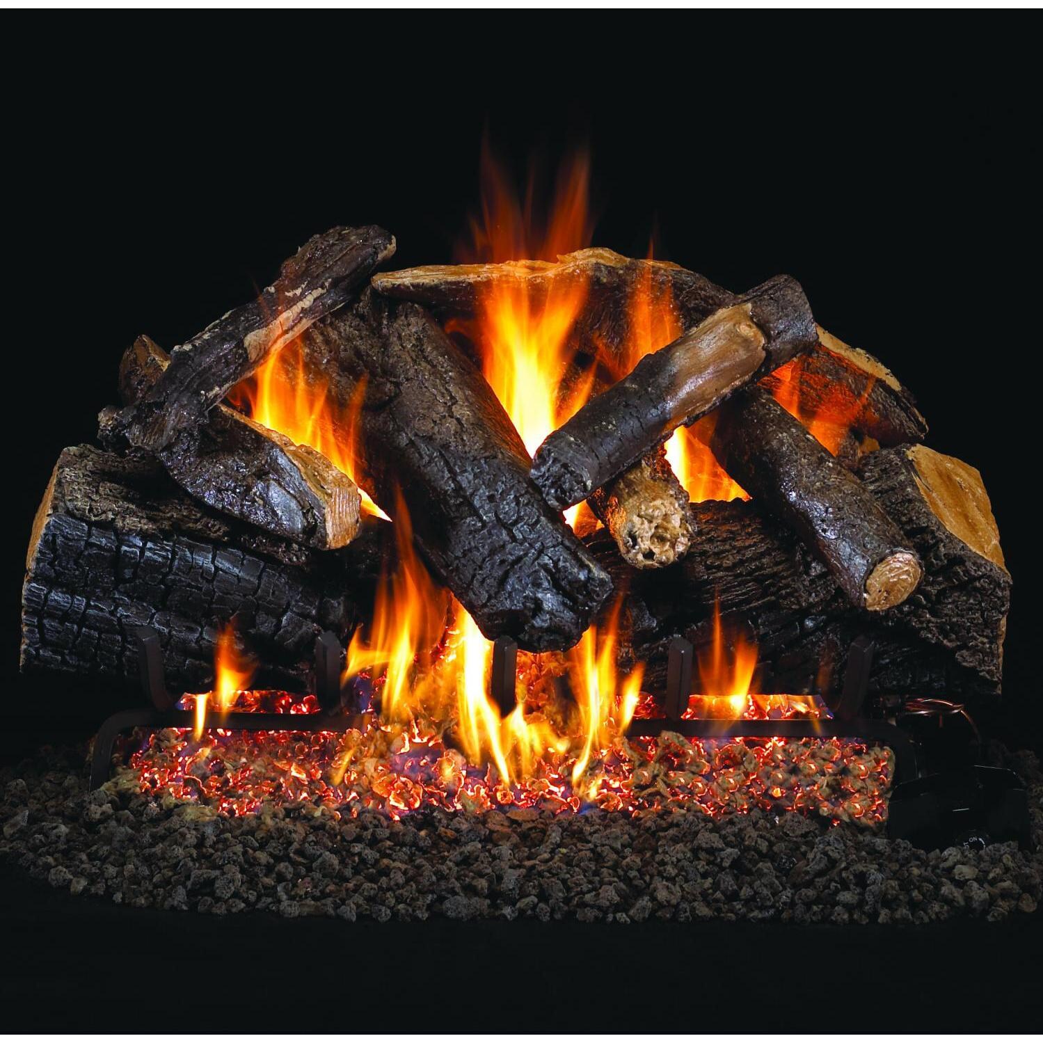 Peterson Real Fyre 24-Inch Charred Majestic Oak Outdoor Gas Log Set With Vented Propane Stainless G45 Burner - Manual Safety Pilot thumbnail