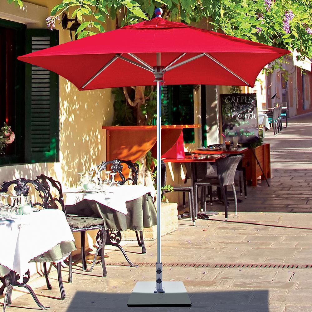 Galtech 6 X 6 Ft. Square Patio Umbrella W/ Manual Lift - Lifestyle View - Shown With Pacific Blue Sunbrella Fabric (Umbrella Base Not Included) thumbnail