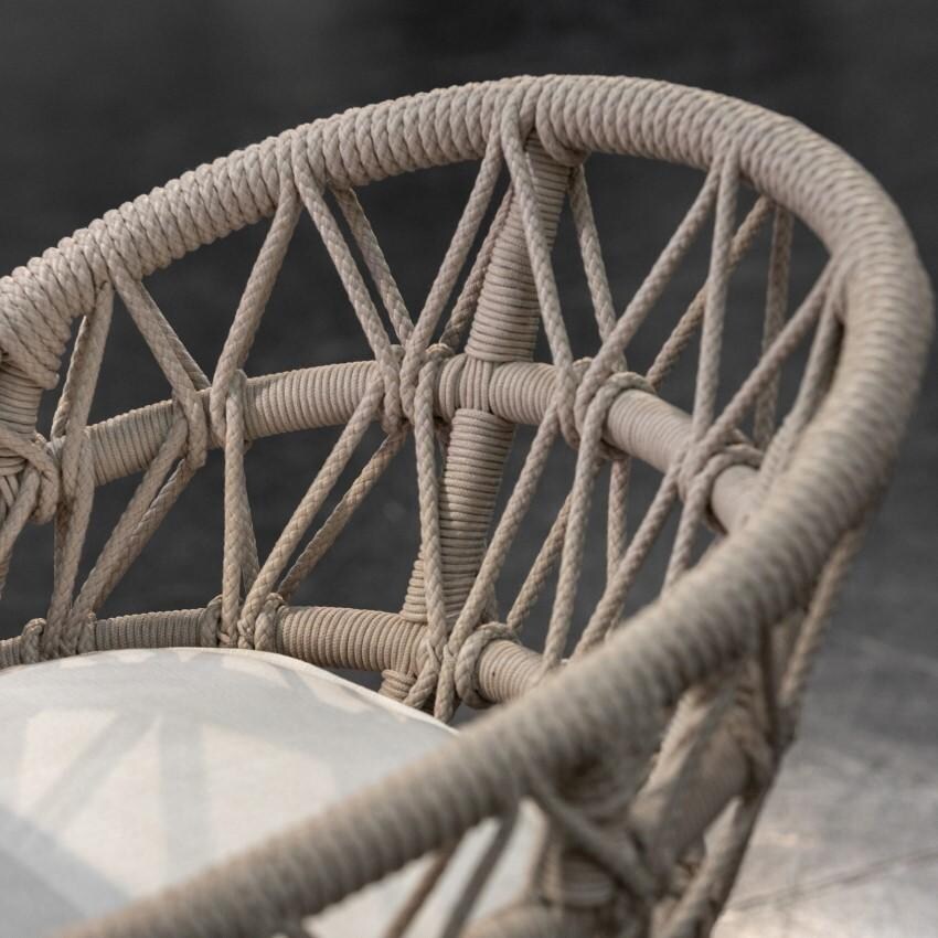 Dana Woven Rope Dining Arm Chair w/ Self Welt in Natural/Canvas Granite by Sunset West - Chair Back - Detail thumbnail