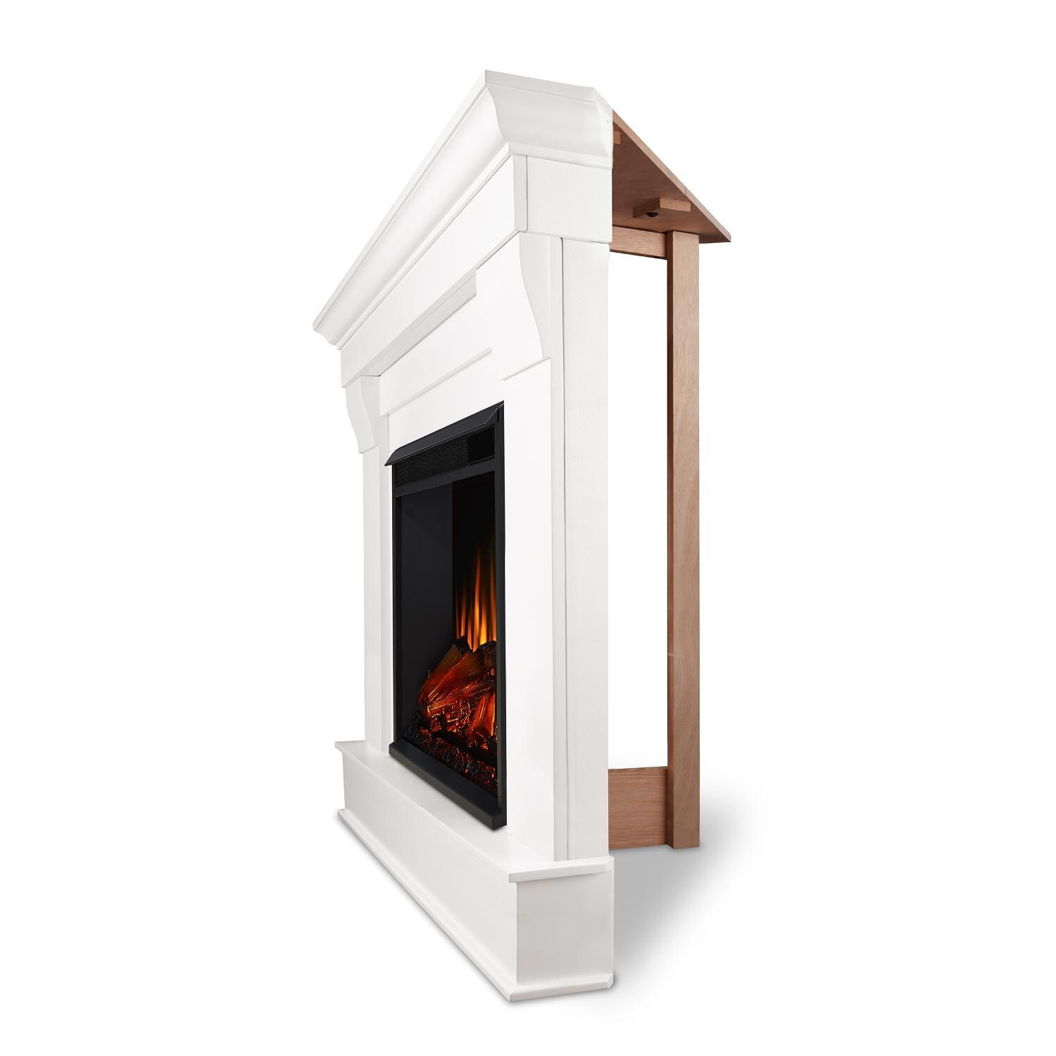 Real Flame - 5950E-W - Chateau 40-Inch Corner Electric Fireplace With Mantel - White - Side View thumbnail