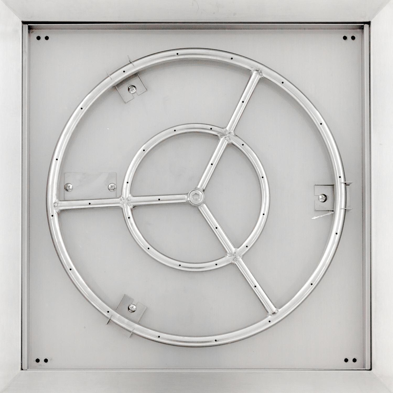 BBQGuys Signature Series Westfalen 24-Inch Square High-Rise Propane Fire Bowl - Stainless Steel - Top View thumbnail