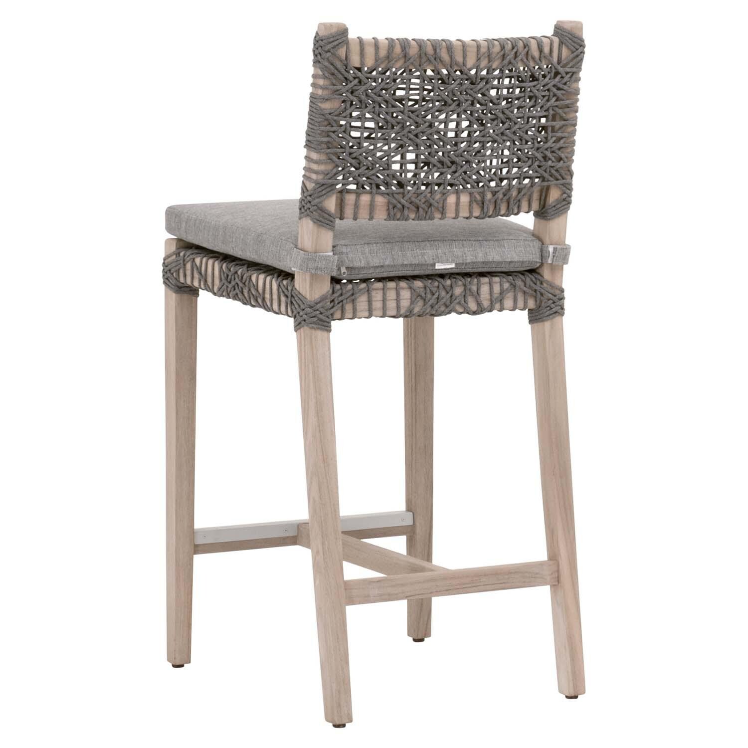 Blushing Bay Woven Rope Counter Bar Stool in Dove By Lakeview - Back Angle View thumbnail