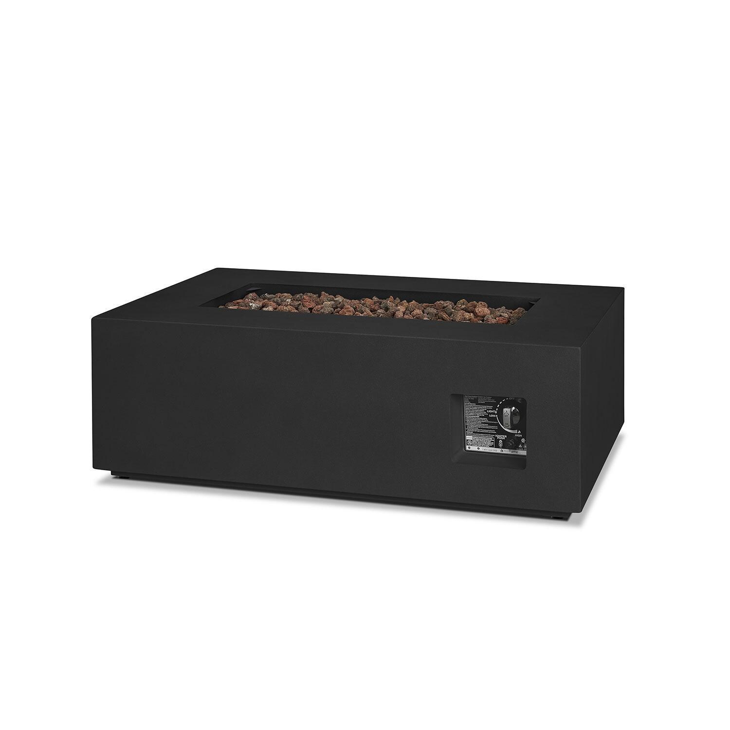 Elysian 42 Inch Rectangular Powder Coated Steel Propane Fire Pit Table in Black by Lakeview Outdoor Designs - Control Panel - White Background thumbnail