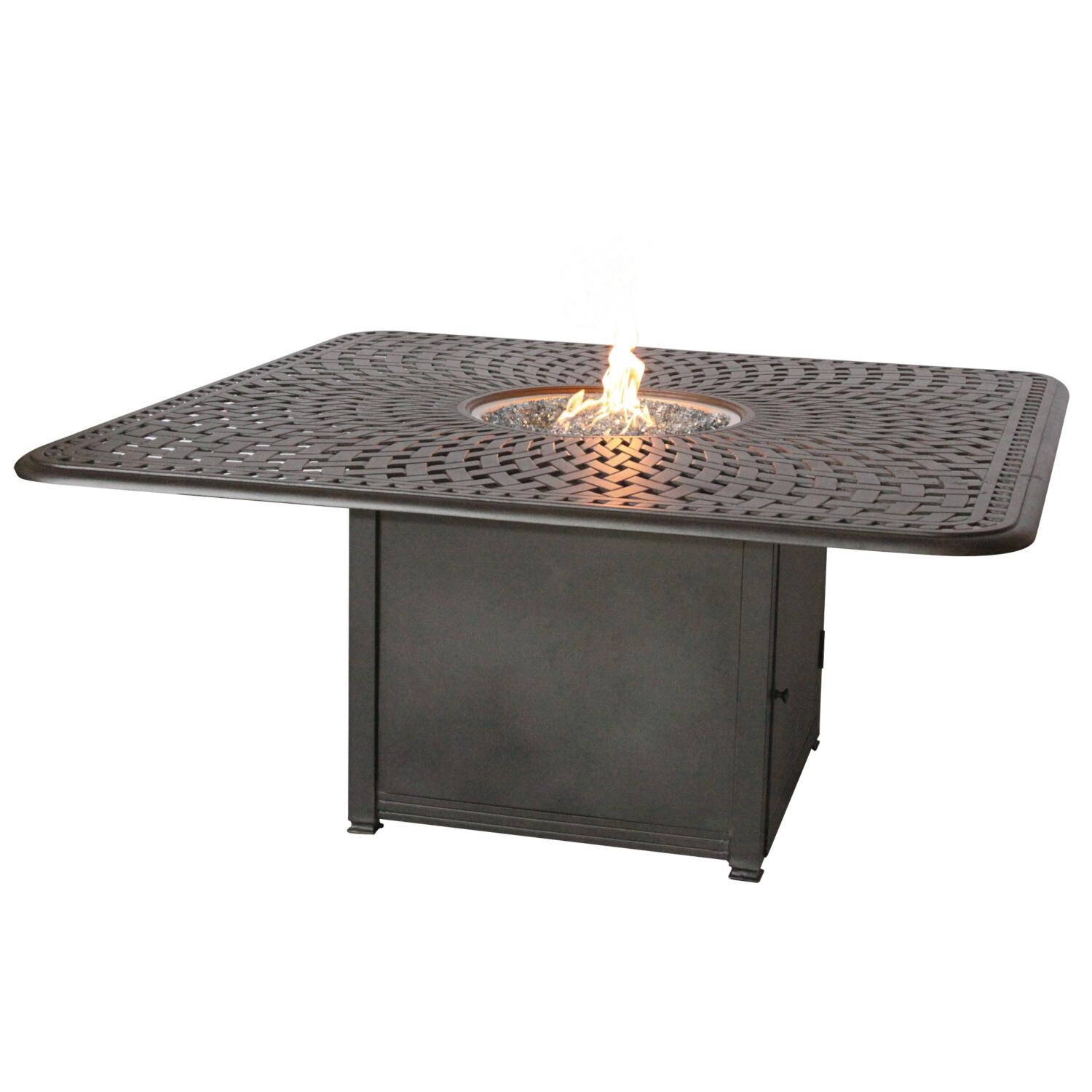 Darlee 201610-9PC-60GW Mountain View Cast Aluminum 64 Inch Fire Pit Dining Table thumbnail