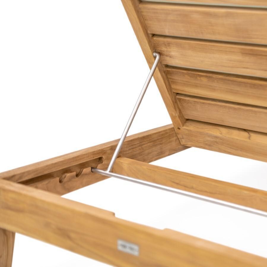 Teak + Table Monday Teak Patio Chaise Lounge in Natural - Hinge - Detail thumbnail