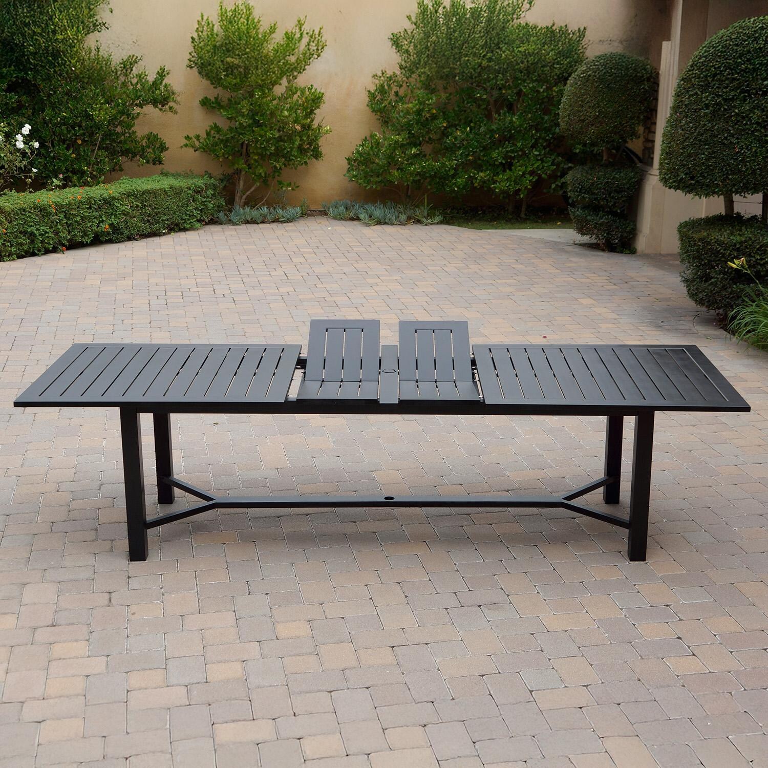 Darlee B/DL2052-11PCDR-2350LE Santa Monica 11 Pc Cast Aluminum Dining Set w/ Rocker in Antique Bronze - Table Side View w/ Extension - Lifestyle thumbnail