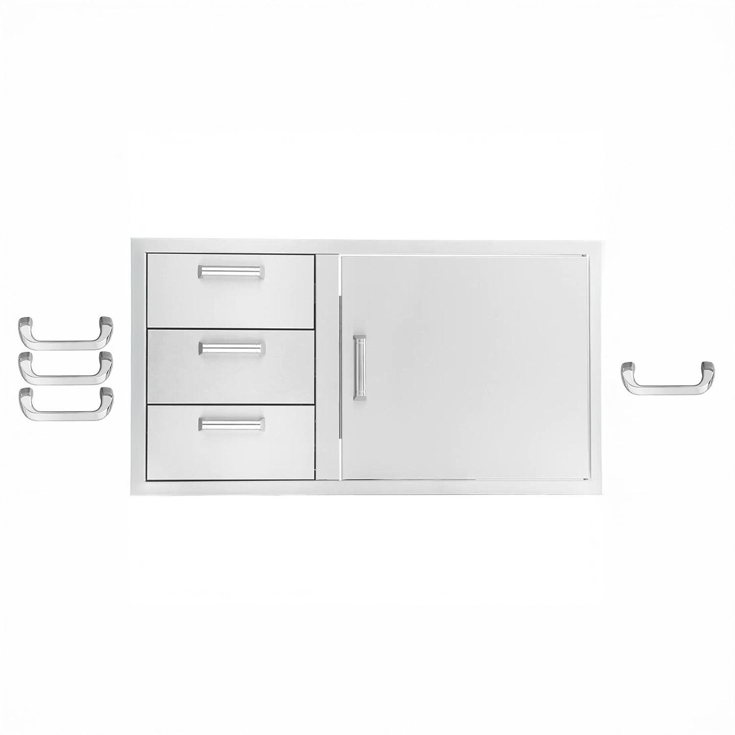 BBQGuys Signature 39-in Stainless Steel Reversible Access Door & Triple Drawer Combo - BBQ-DDC-39