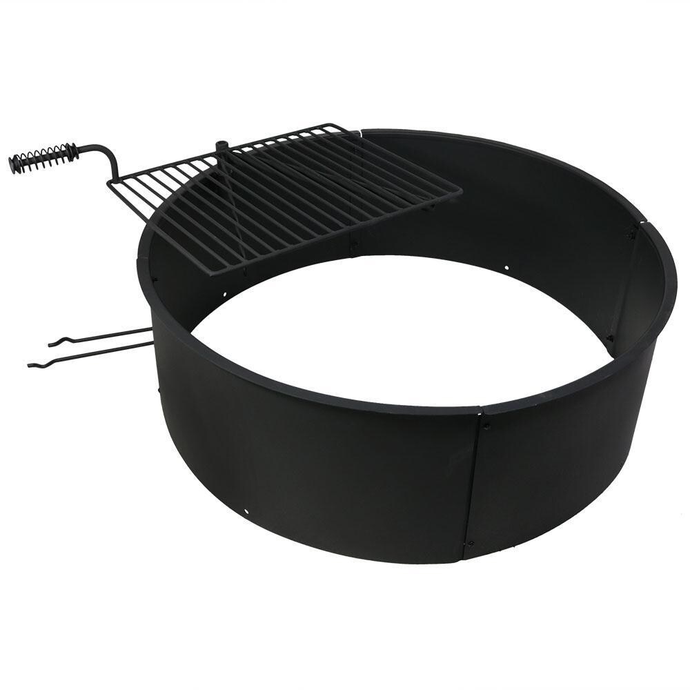 Ultimate Patio 36-Inch Steel Campfire Ring w/ Rotating Cooking Grate - Grate Over Pit thumbnail
