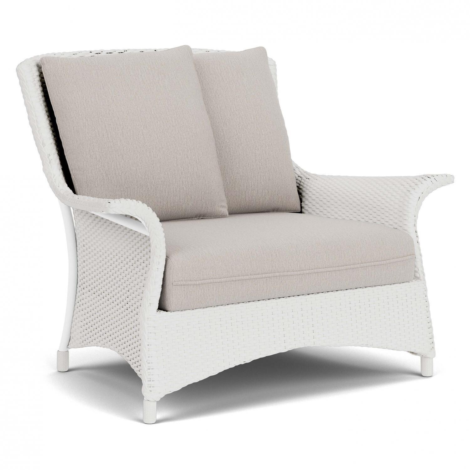 Lloyd Flanders Mandalay Chair and a Half in Matte White Finish with Remy Cloud Fabric - Angled thumbnail