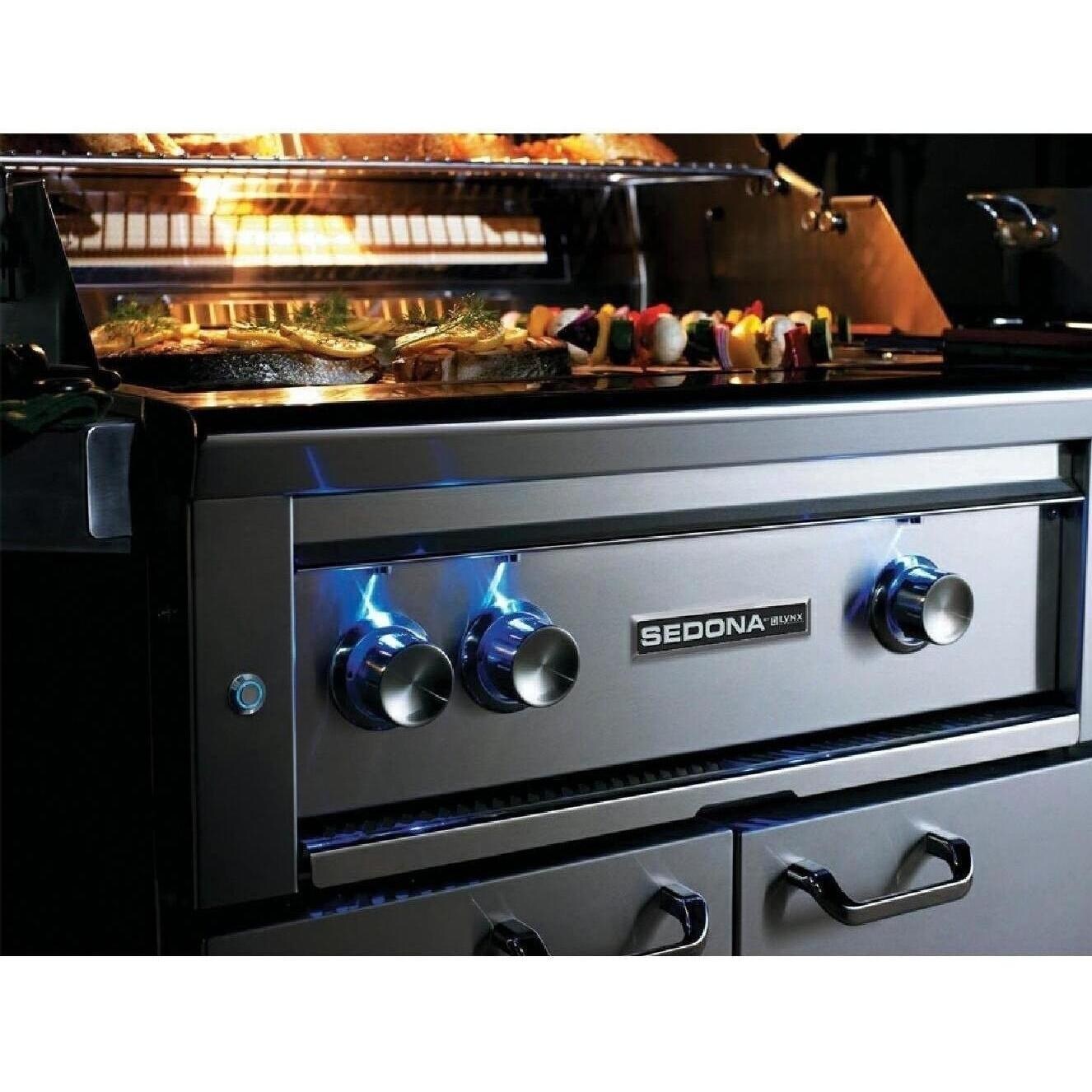 Sedona By Lynx 36 Inch Built-In Grill Control Knobs Illuminated With Blue LEDs (Shown on Model L500PSR) thumbnail