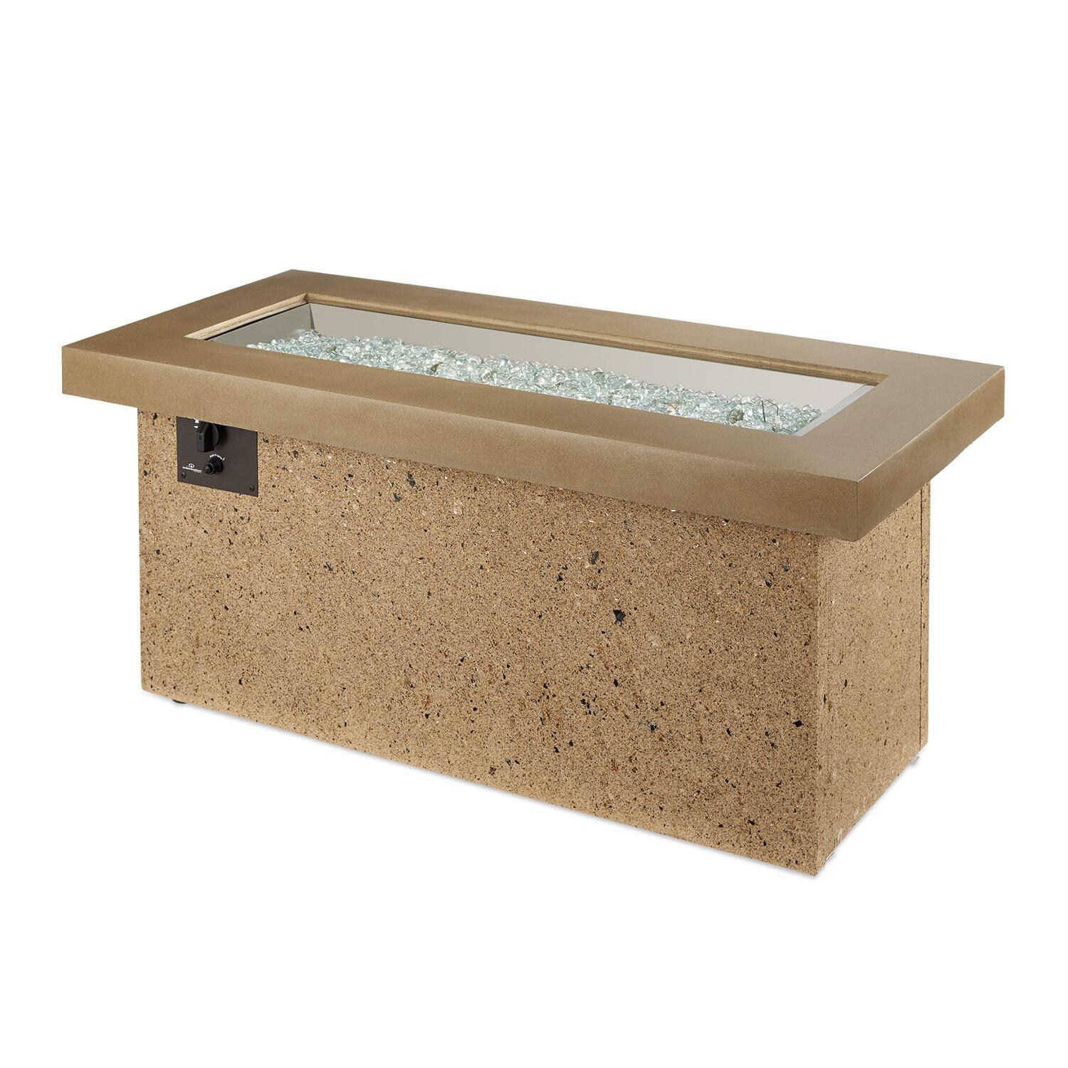 The Outdoor GreatRoom Company Key Largo Linear Gas Fire Pit Table - Brown - No Flame thumbnail