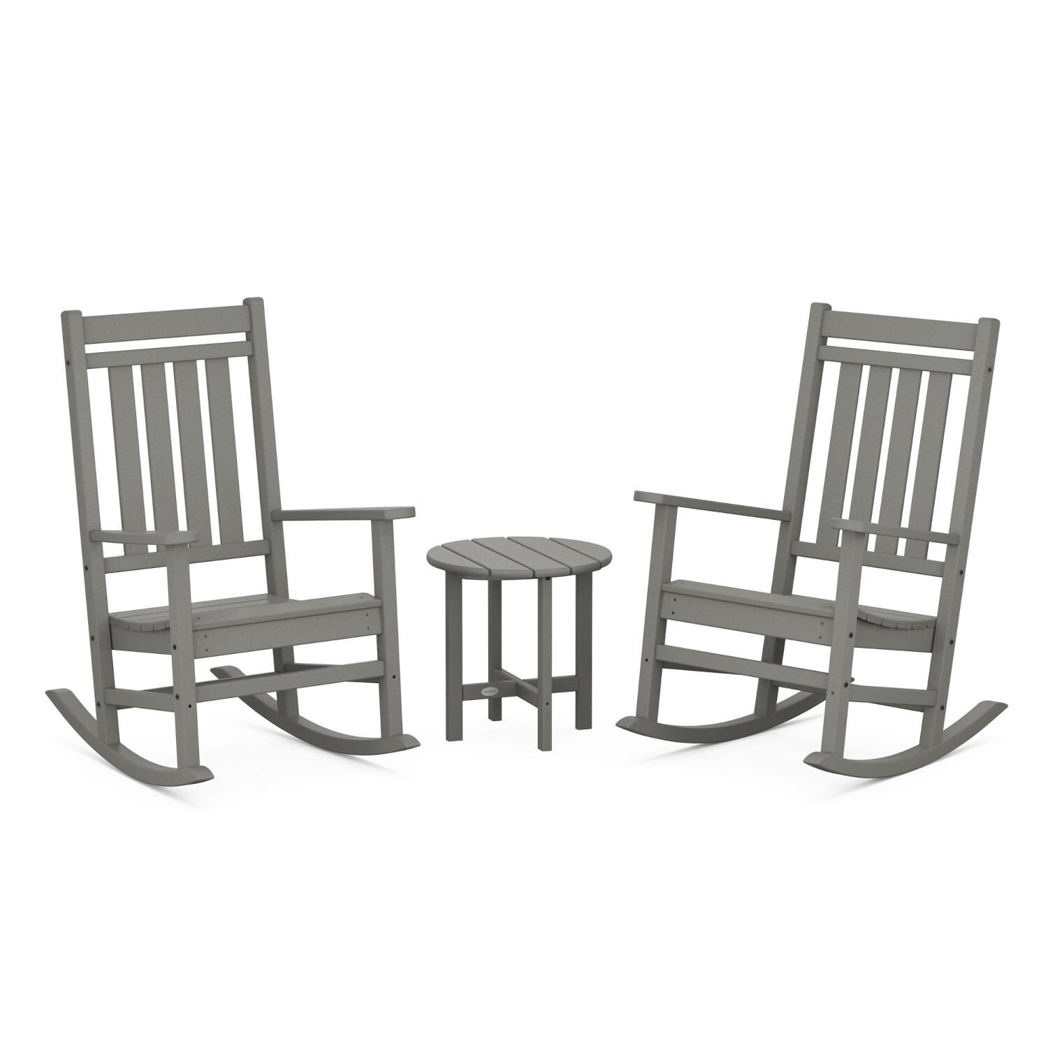 POLYWOOD Slate Grey Estate 3-Piece Rocking Chair Set - Full View thumbnail