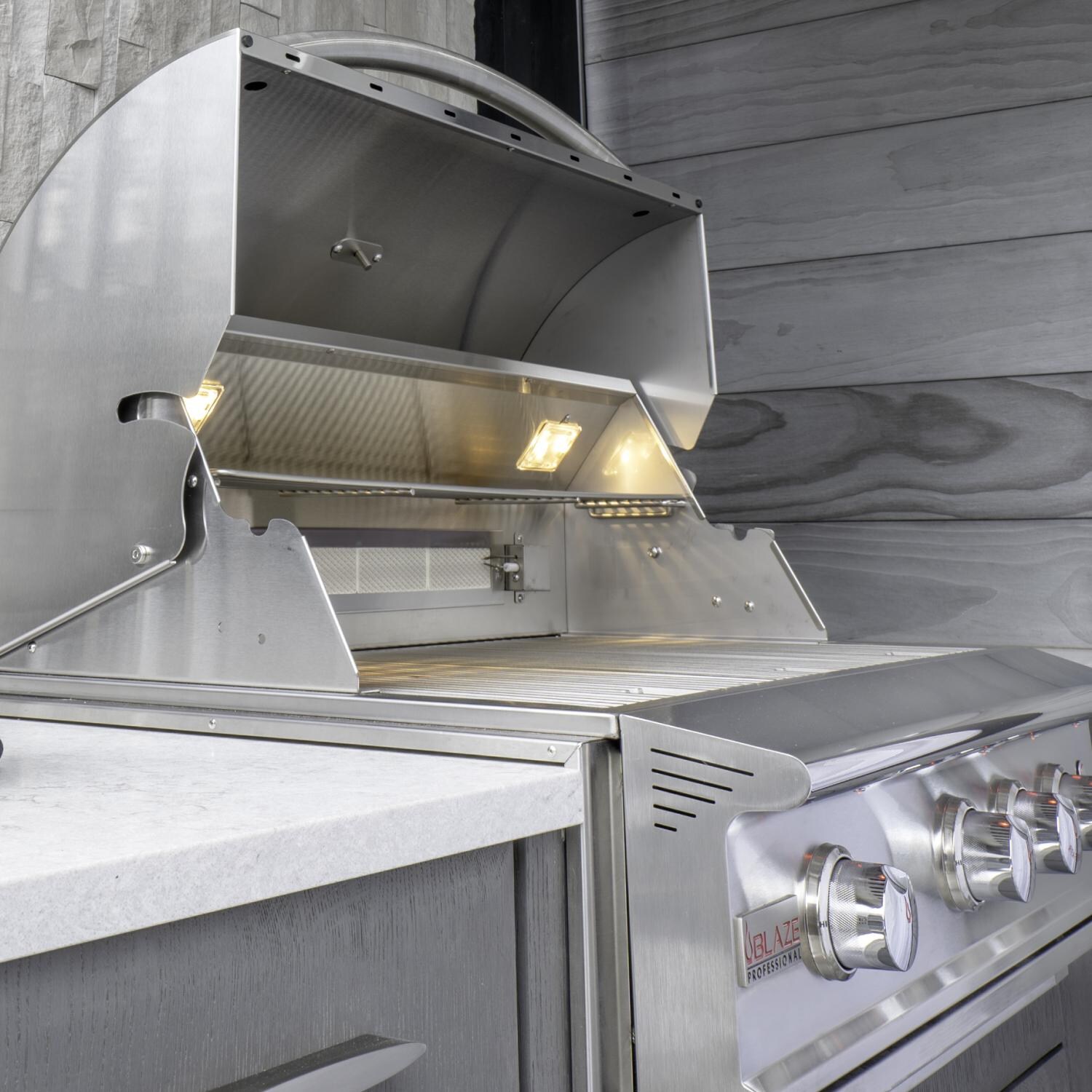 Blaze BLZ-4PRO-NG Professional LUX 44-in 4-Burner Built-In Natural Gas Grill w/ Rotisserie - Grill Installed - Lifestyle thumbnail