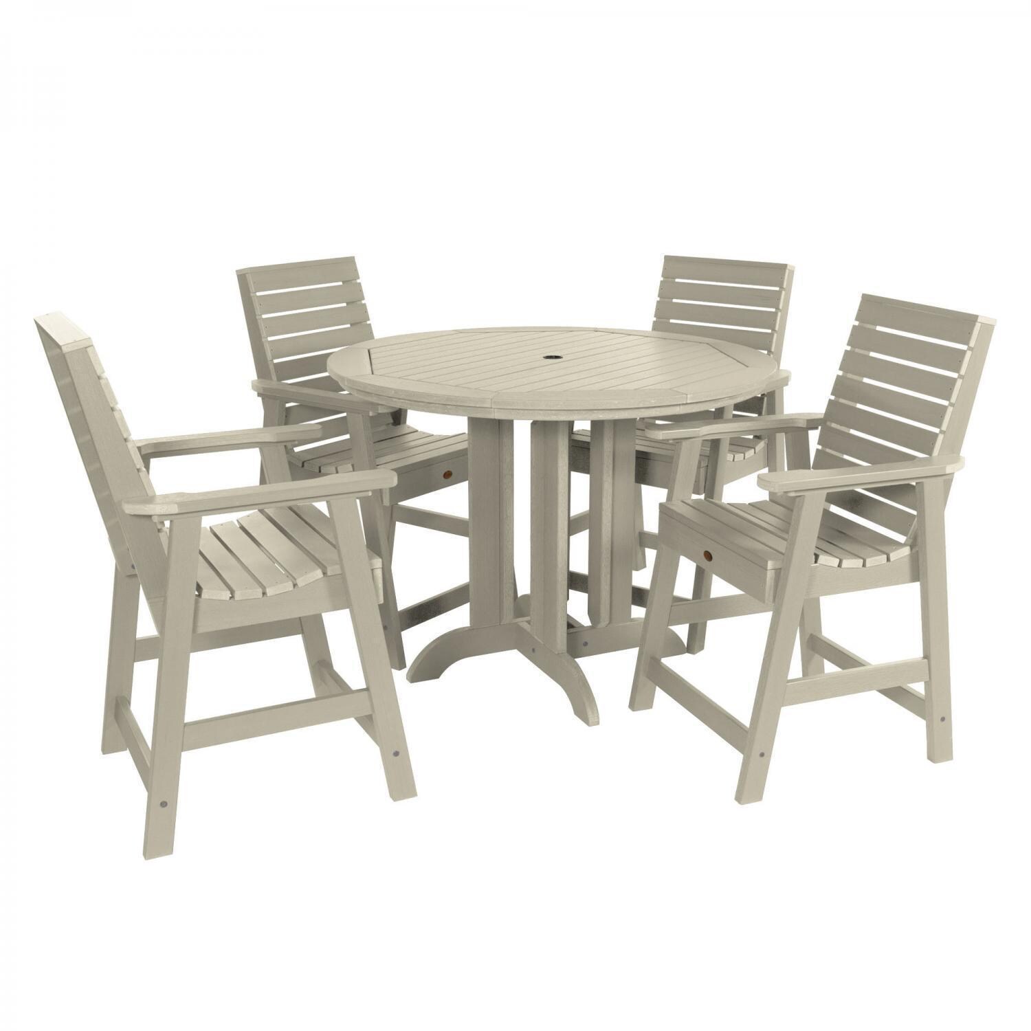 Lakeview Elm Pointe 5 Piece Round Counter Height Dining Set - Whitewash - Dining Set - White Background thumbnail