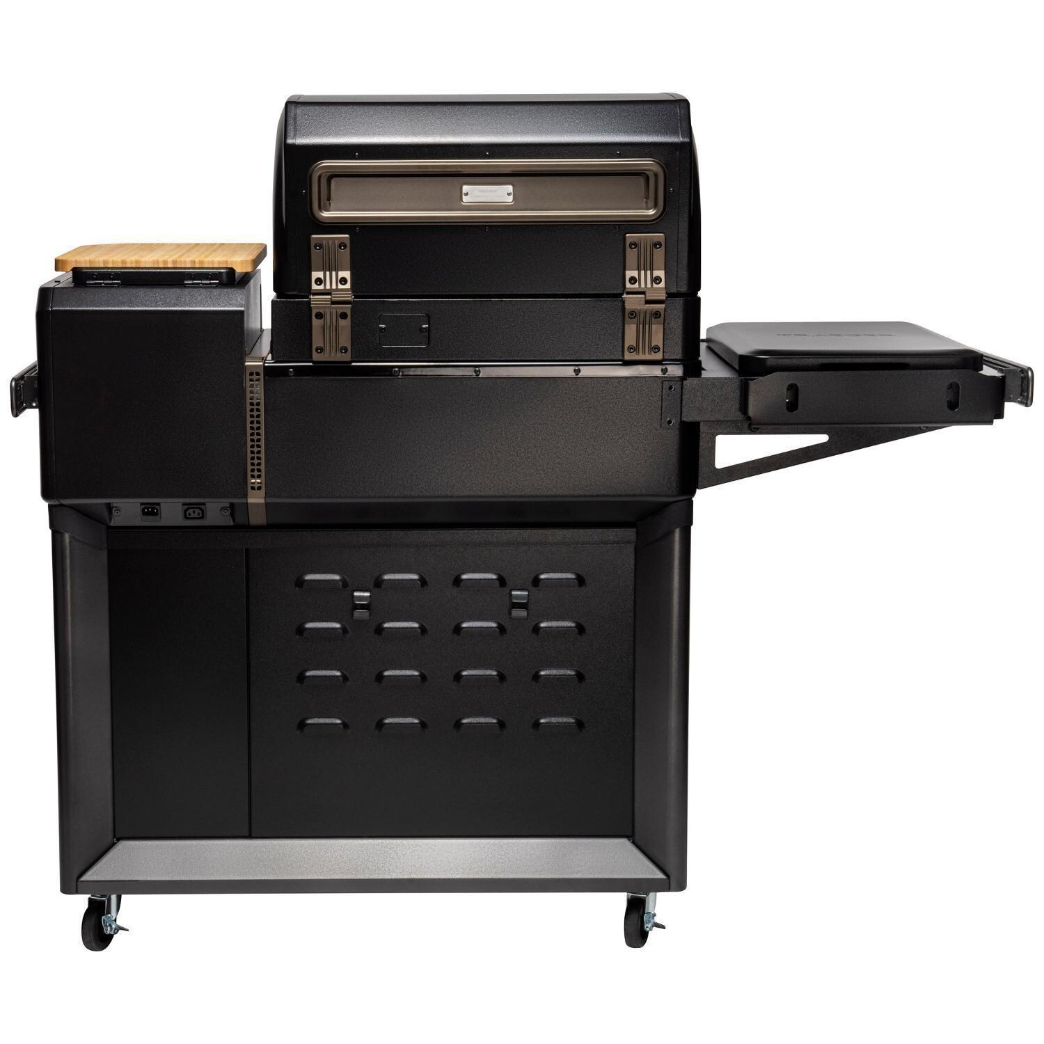 Traeger All-New Timberline Wi-Fi Controlled Wood Pellet Grill w/ WiFire 5 Pc Bundle - Grill Back - White Background thumbnail