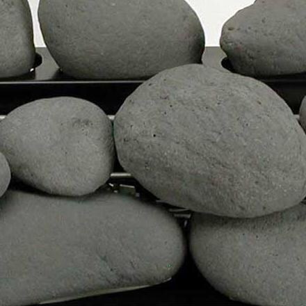 Rasmussen 20-Inch Dark Gray ALTERNA See-Thru FireStone Set With Vent-Free Black Chassis Burner - Close-Up Of FireStones thumbnail