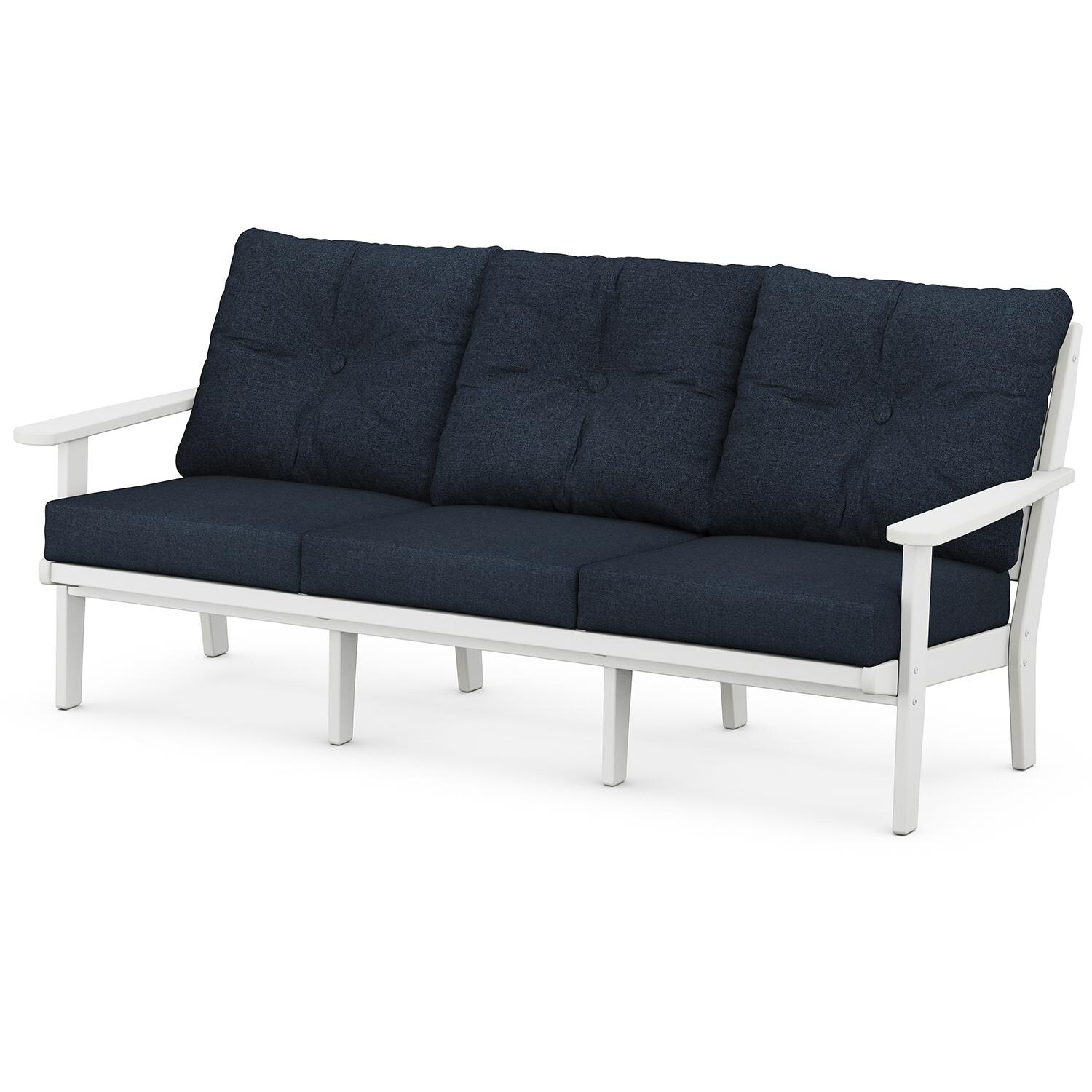 POLYWOOD 4413-WH145991 Lakeside Deep Seating Sofa - White / Marine Indigo thumbnail