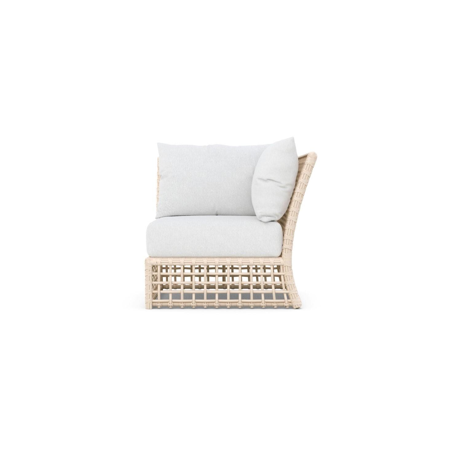 Azzurro Living KIA-W05CC-CU Kiawah Wicker Corner Club Chair in Almond/Cloud - Front - White Background thumbnail