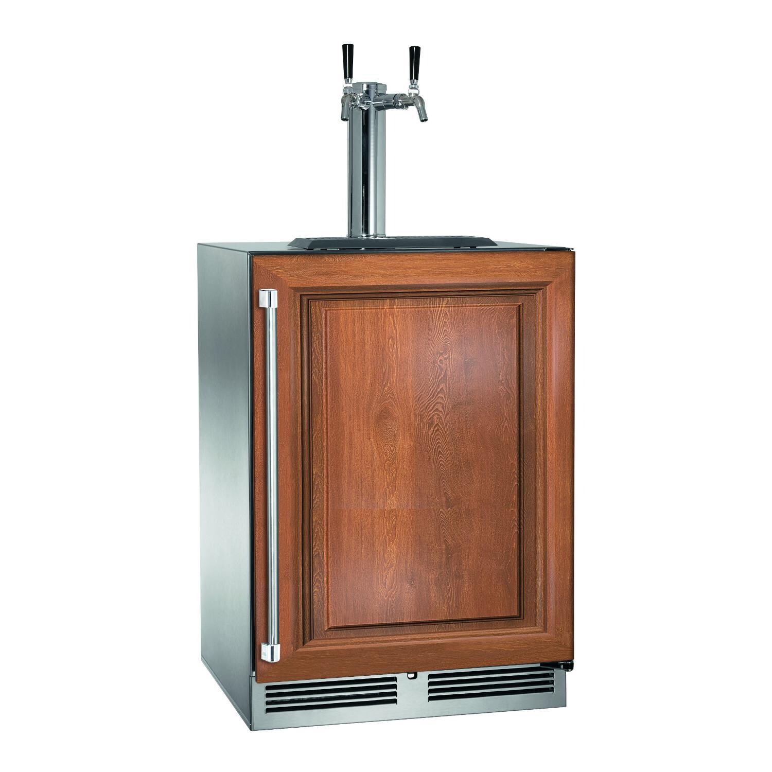 Perlick HP24TM-4-2R-2 24-Inch Signature Series Stainless Steel Panel Ready Dual Tap Outdoor Beverage Dispenser - Custom Light Wood Panel thumbnail