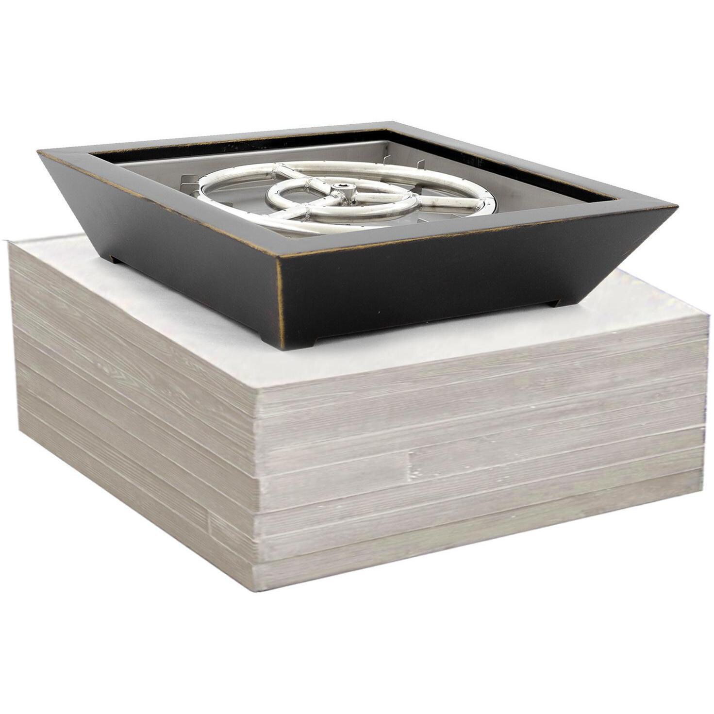 BBQGuys Signature Series Westfalen 18-Inch Square Low-Rise Natural Gas Fire Bowl - Oil Rubbed Bronze - On Column (Not Included) thumbnail