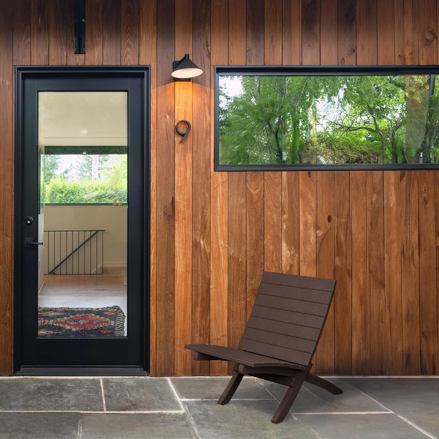 Hazel Cove Recycled Plastic Folding & Stacking Dining Side Chair in Mangrove Brown by Lakeview Outdoor Designs - By Door - Lifestyle thumbnail