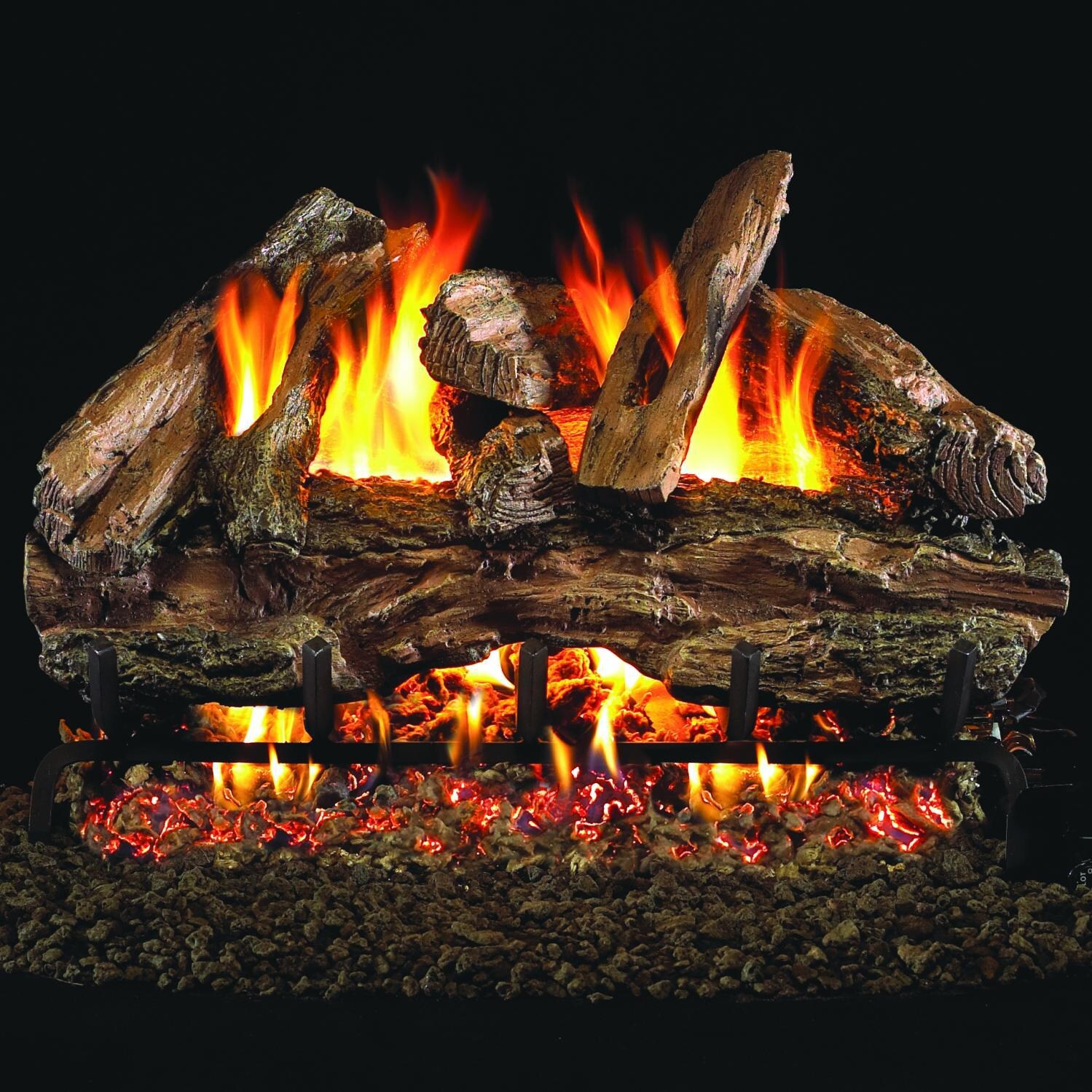 Peterson Real Fyre 30-Inch Red Oak Gas Log Set With Vented G4 Burner - Match Light