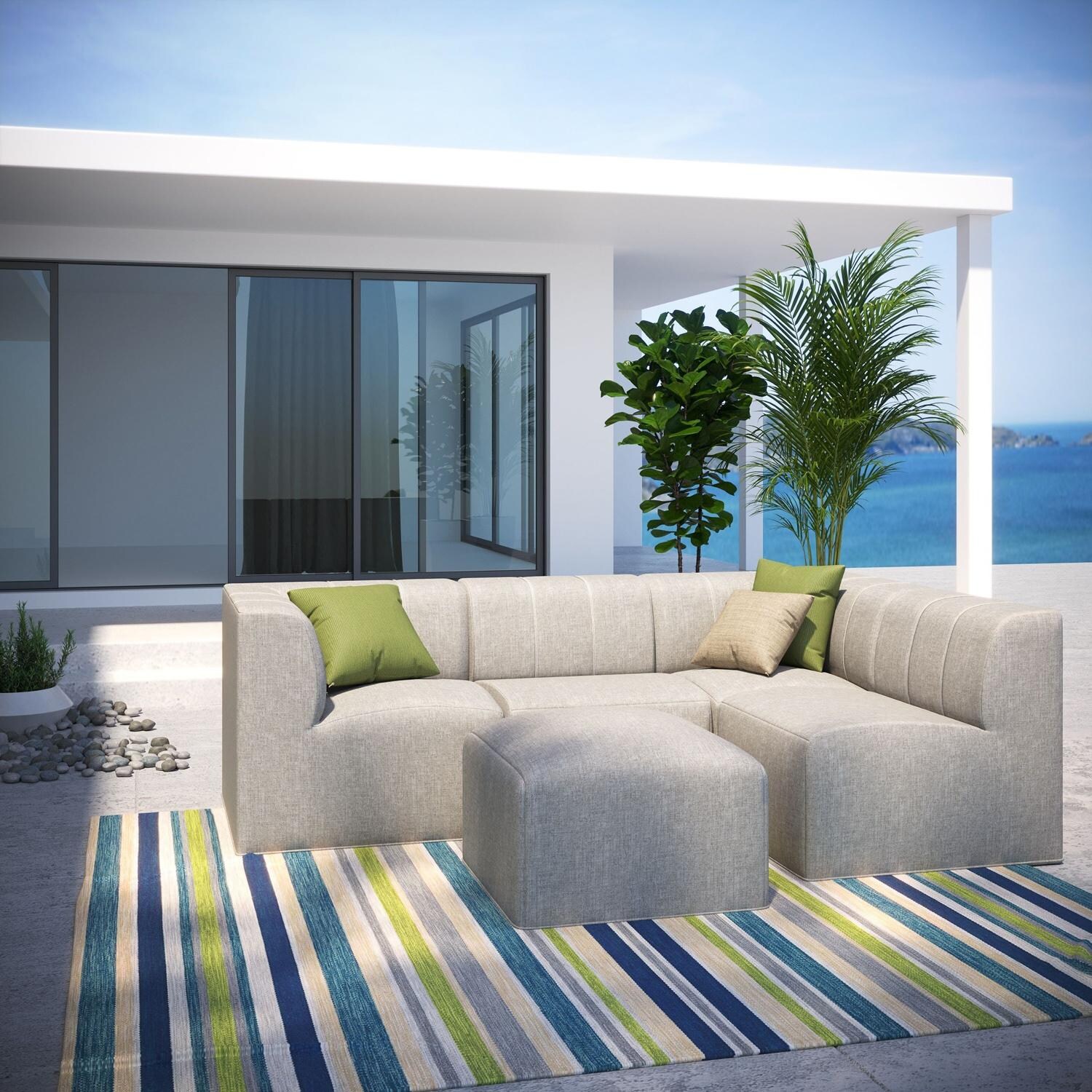 Lakeview NC2001-8PC-EA Pine Valley 8 Pc Recycled Plastic Seating Set in Beige/Echo Ash - Set - Lifestyle thumbnail