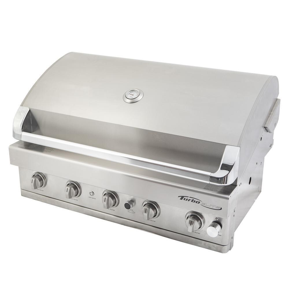 Turbo BTE3821BNG Elite 38-Inch 5-Burner Built-In Gas Grill - Right Side Angled View thumbnail