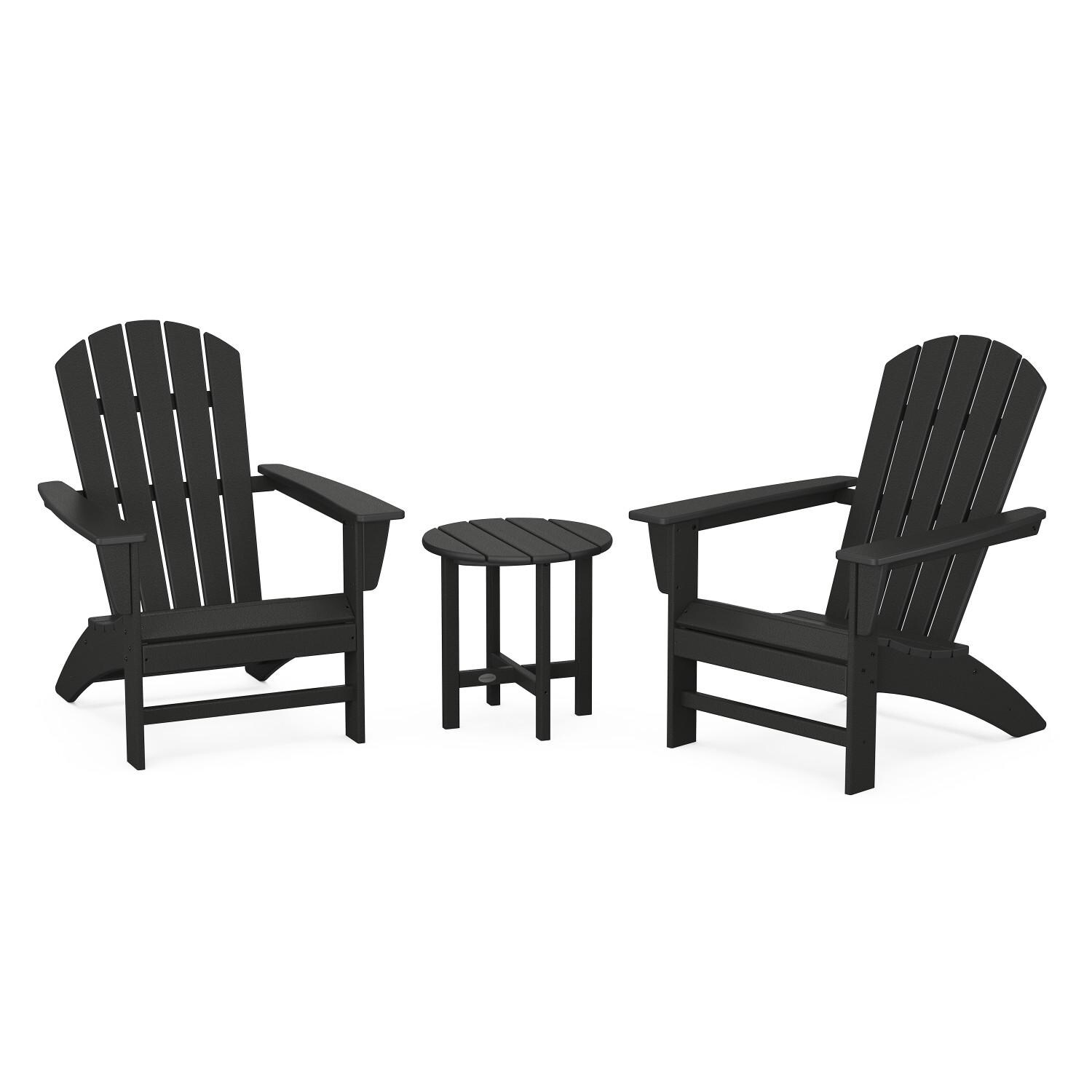 Nautical 3 Pc Recycled Plastic Seating Set in Black by POLYWOOD