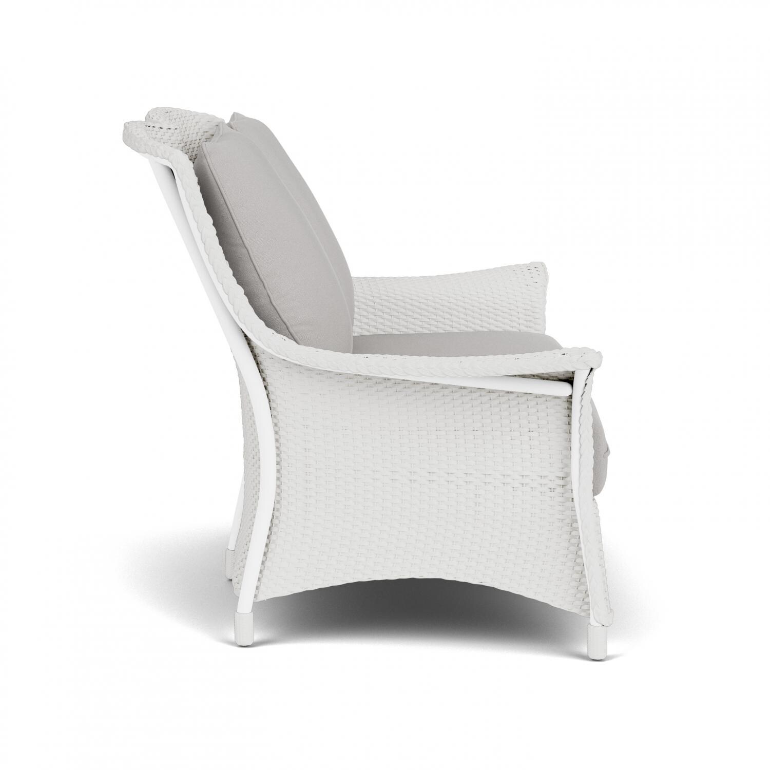 Lloyd Flanders Mandalay Loveseat in Matte White Finish with Tundra Dove fabric - Side thumbnail