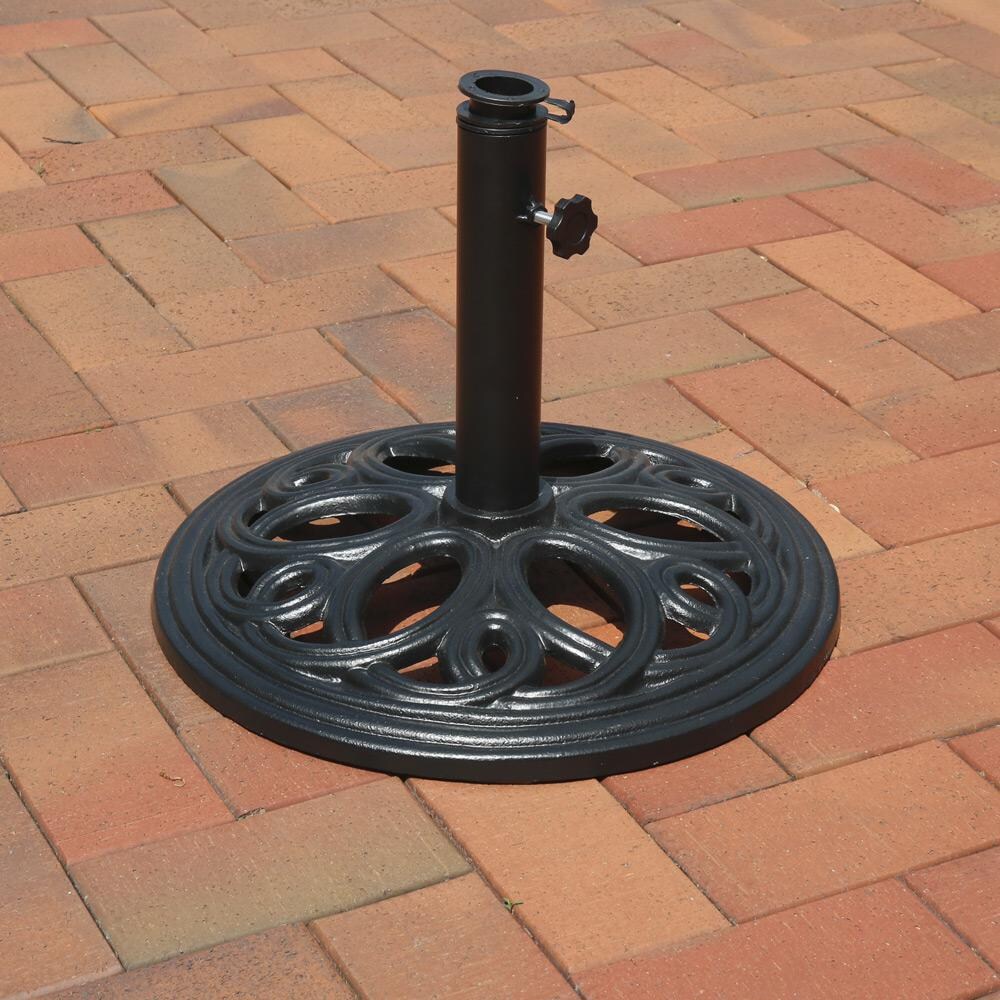 Ultimate Patio 24 Lb Elegant Design Cast Iron Patio Umbrella Base - Black - Shown Outdoors thumbnail