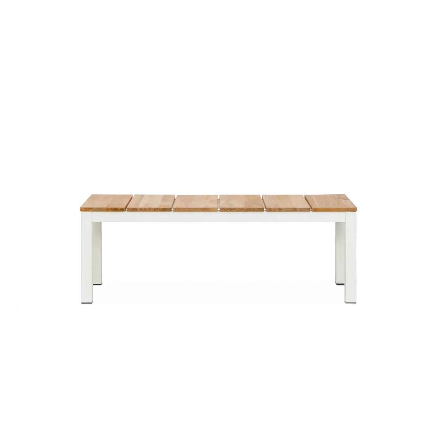 Teak + Table Barbados 51 Inch Backless Bench in White - White Background thumbnail