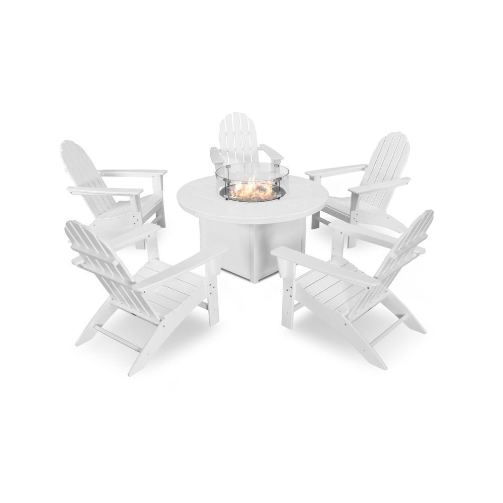 POLYWOOD Vineyard 6 Pc Recycled Plastic Fire Pit Seating Set in White by - PWS415-1-WH