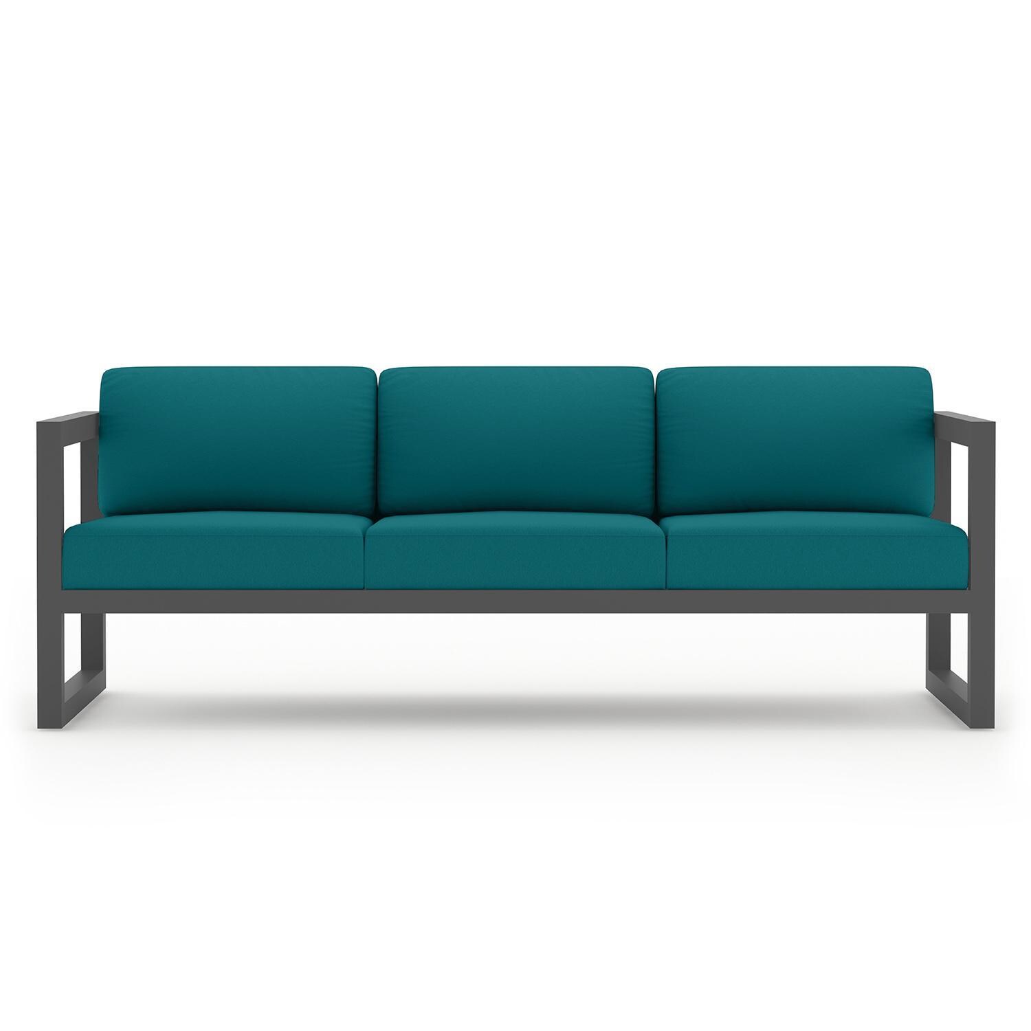 Misty Cove 3 Person Aluminum Sofa in Slate/Spectrum Peacock by Lakeview Outdoor Designs