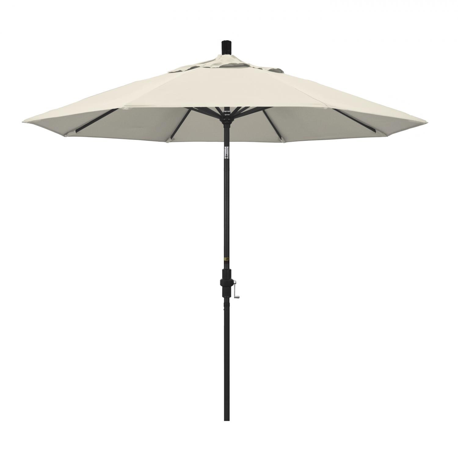 California Umbrella 9 Ft. Octagonal Aluminum Collar Tilt Patio Umbrella W/ Crank Lift & Aluminum Ribs - Stone Black Frame / Olefin Antique Beige Canopy