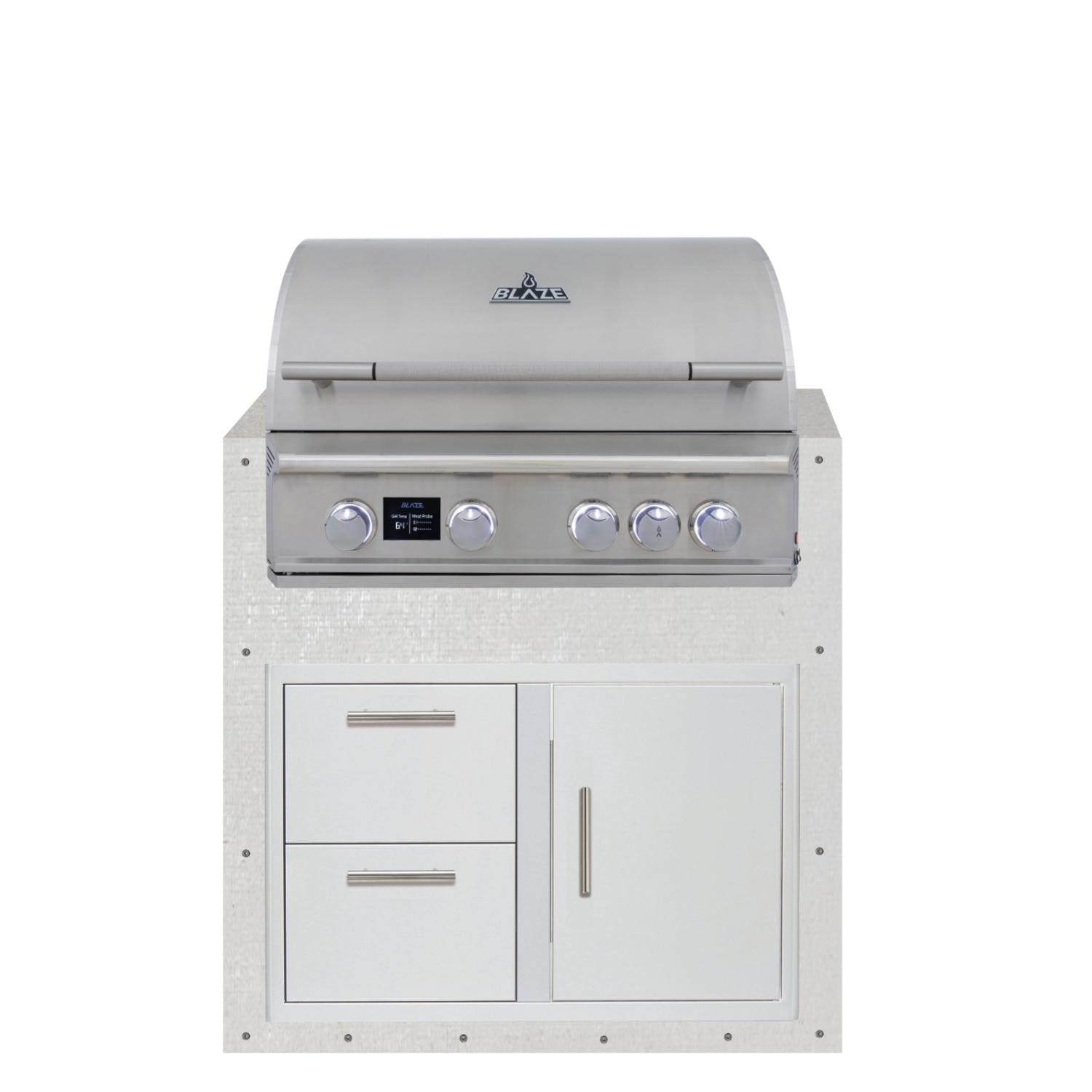   BBQGuys Signature 36-in Ready for Finish Outdoor Kitchen Module w/ Blaze LTE PRO 32-in Propane Grill & Double Drawer & Door Combo - Module - White Background thumbnail