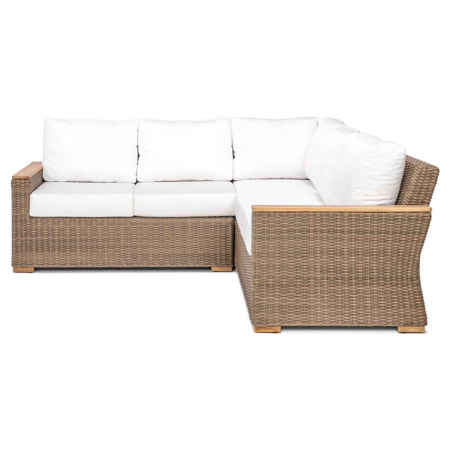 Teak + Table Havana 7 X 7 Ft Sectional in Natural - Side View - White Background thumbnail