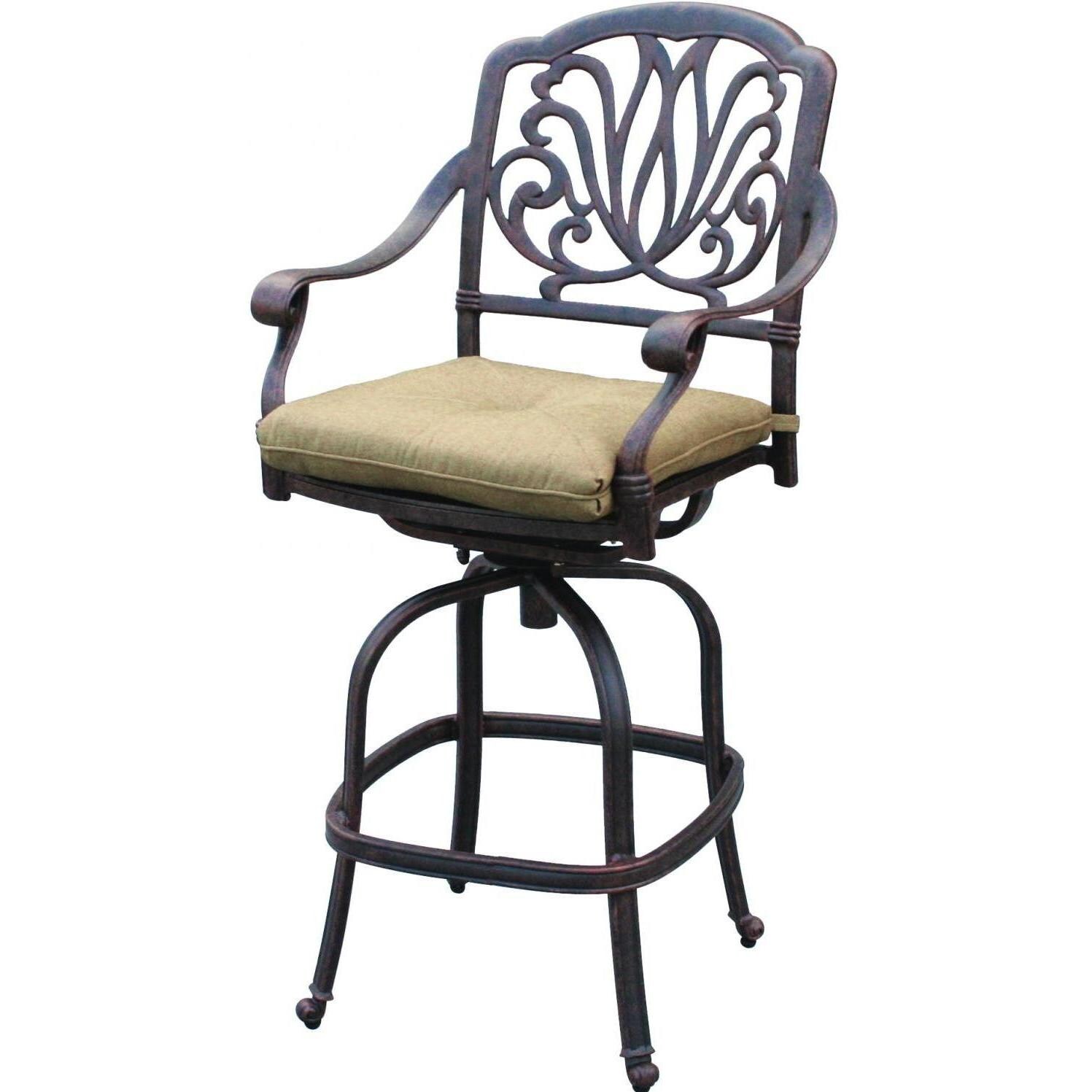 Elisabeth Cast Aluminum Swivel Bar Stool in Antique Bronze/Sesame by Darlee